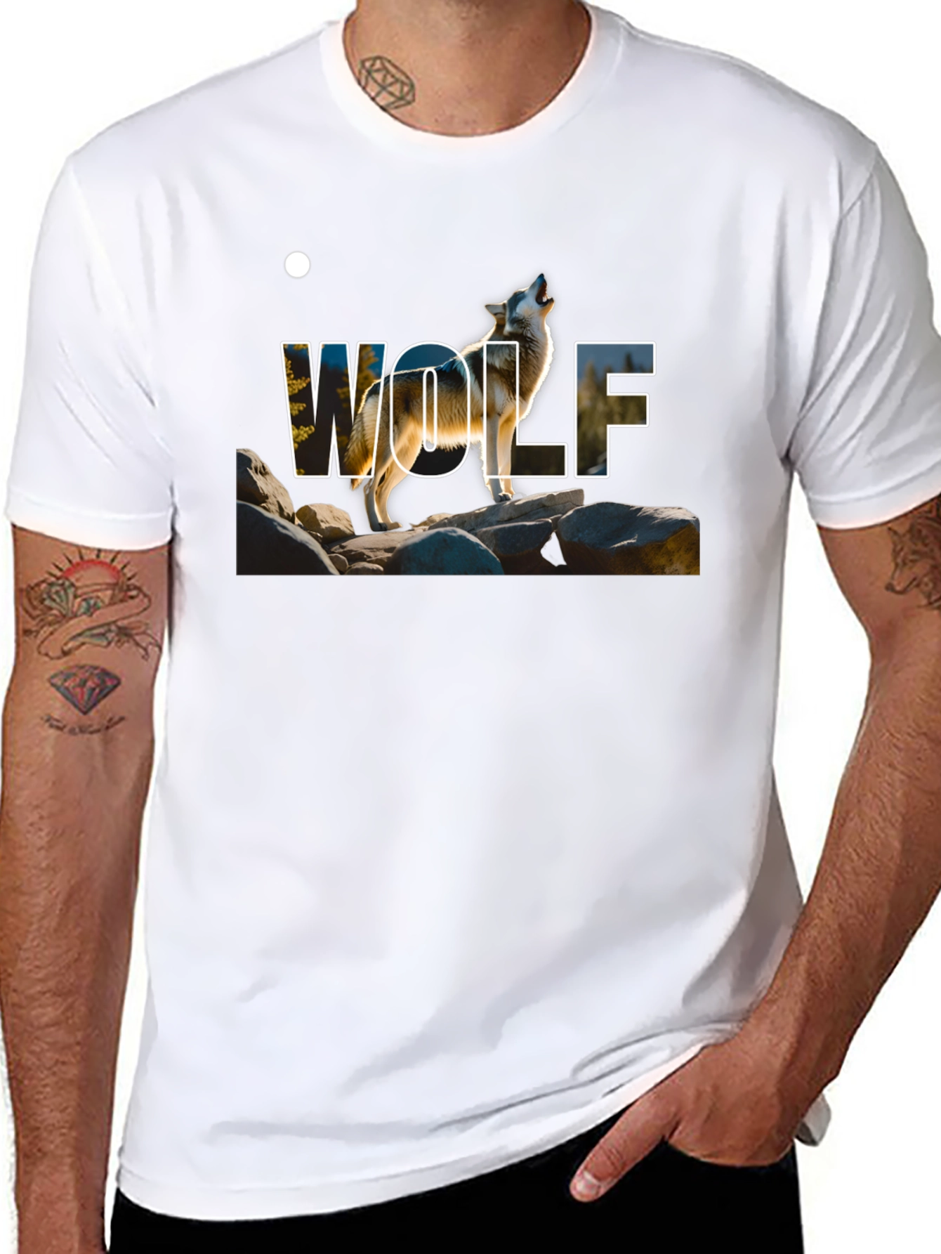 Black Wolf Graphic Print Black T-Shirt view 8