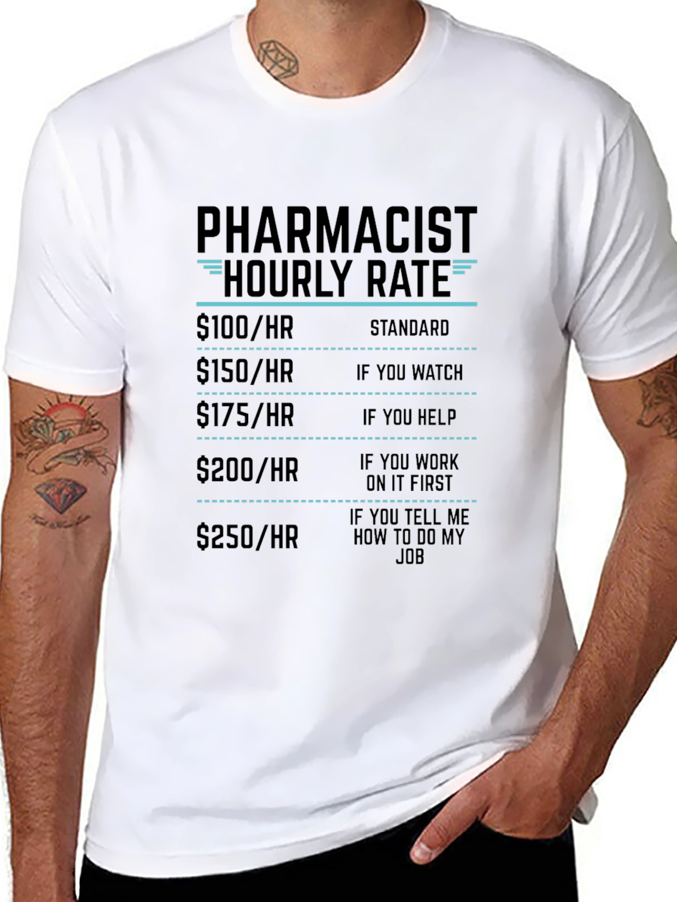 Black Pharmacist Hourly Rate Black T-Shirt view 8