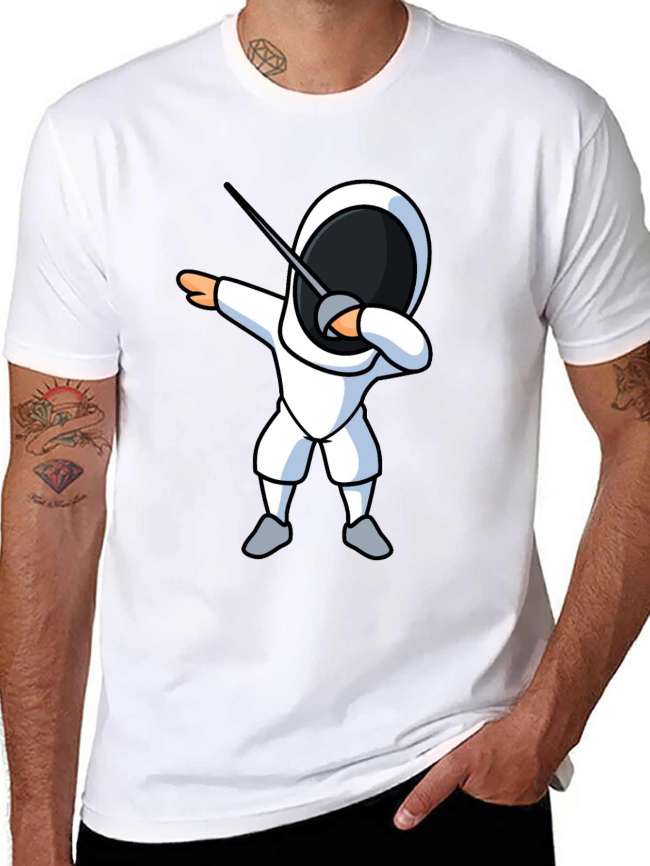 Black Fencing Dabbing T-Shirt - Black Graphic Tee view 8