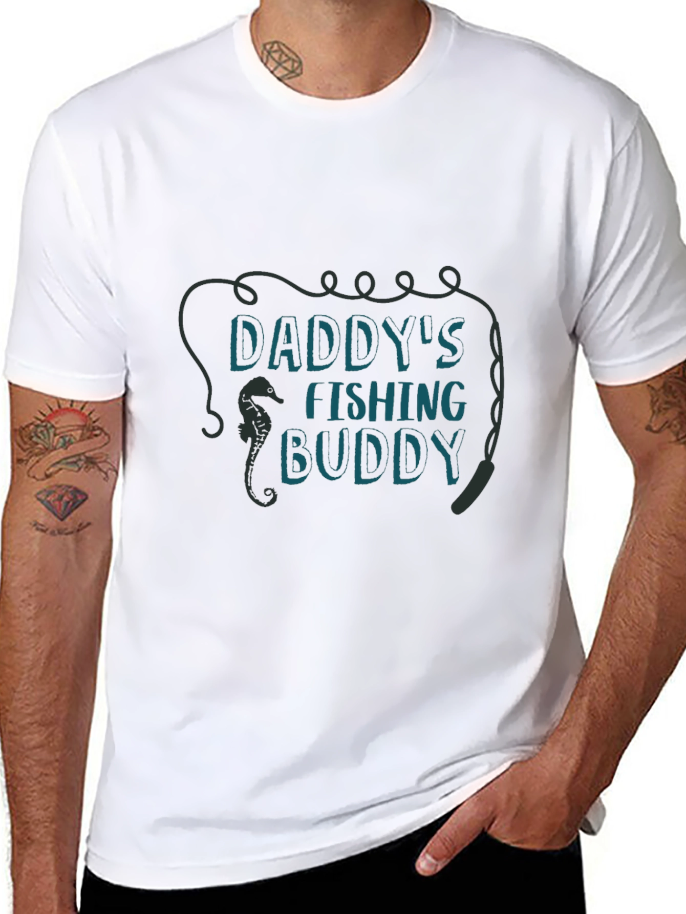 Black Daddy's Fishing Buddy Graphic Tee view 8