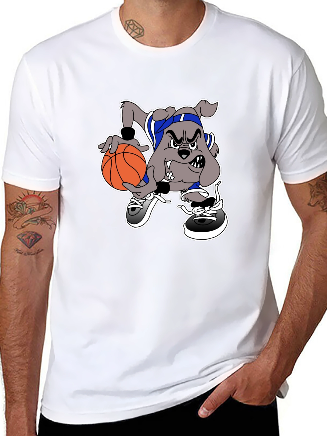Black Basketball Bulldog Black T-Shirt view 8