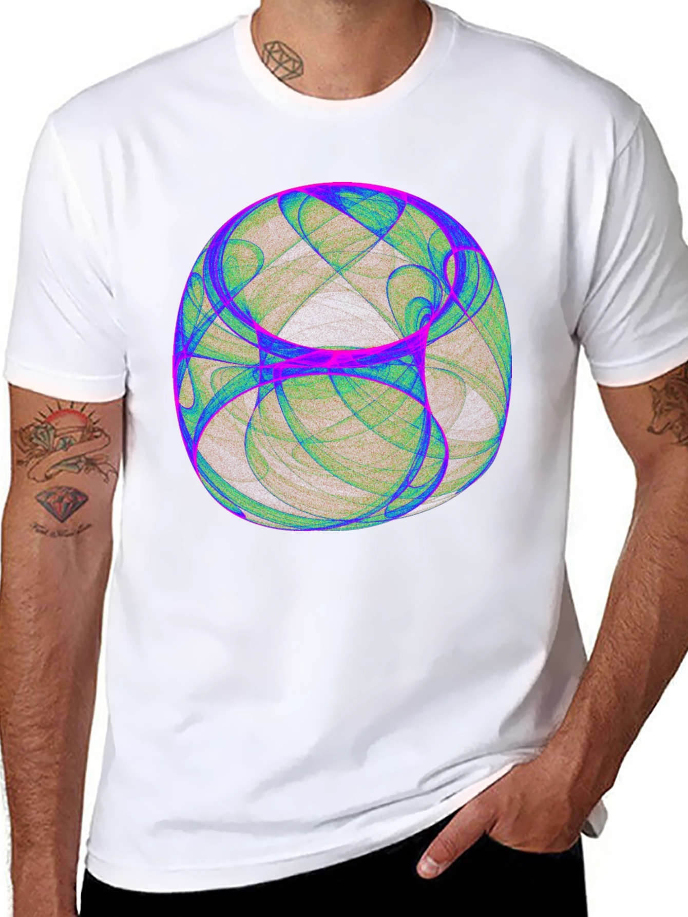Black Abstract Orb Graphic Tee - Black Cotton Blend T-Shirt view 8