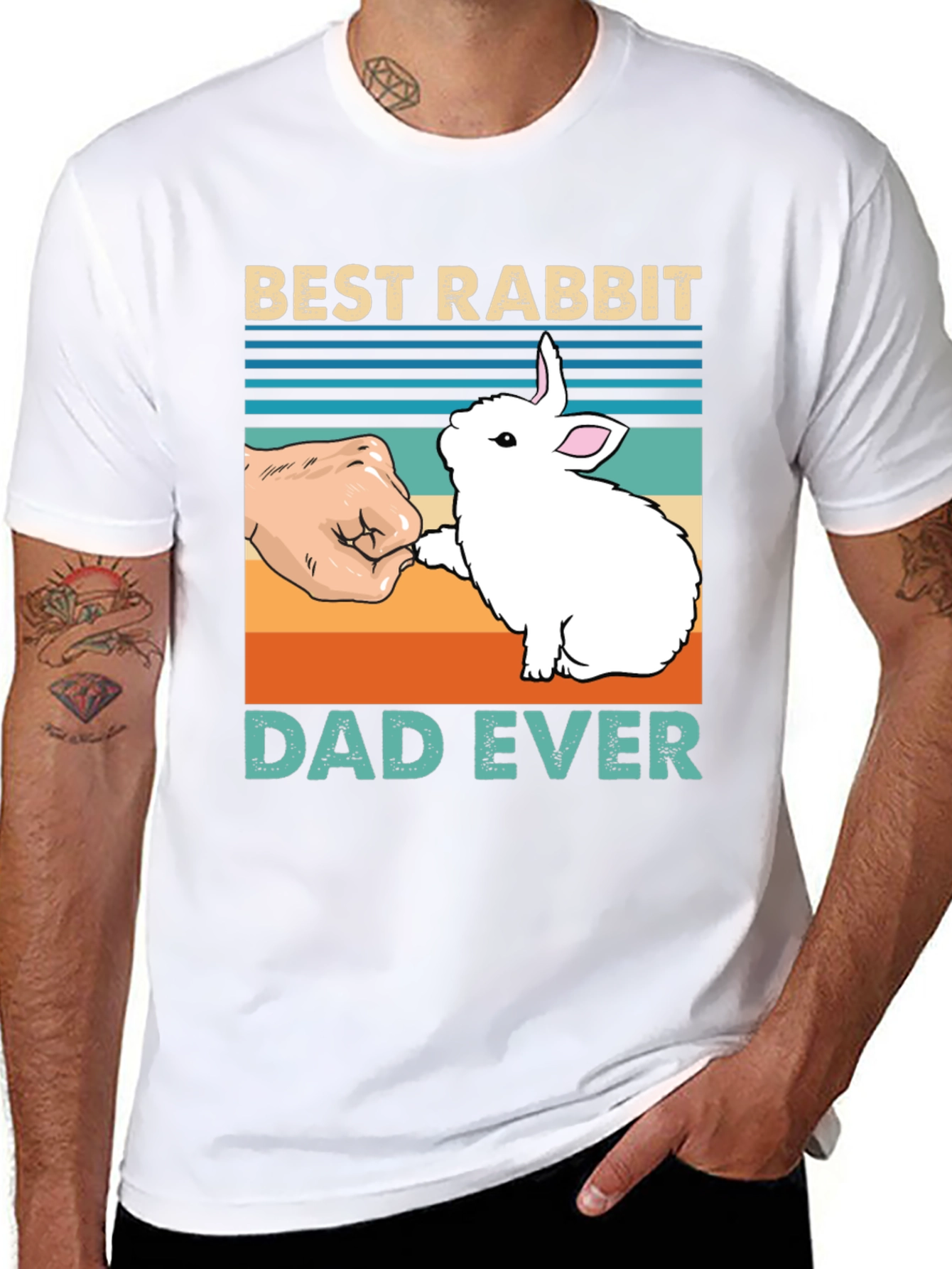 Black Best Rabbit Dad Ever T-Shirt view 8