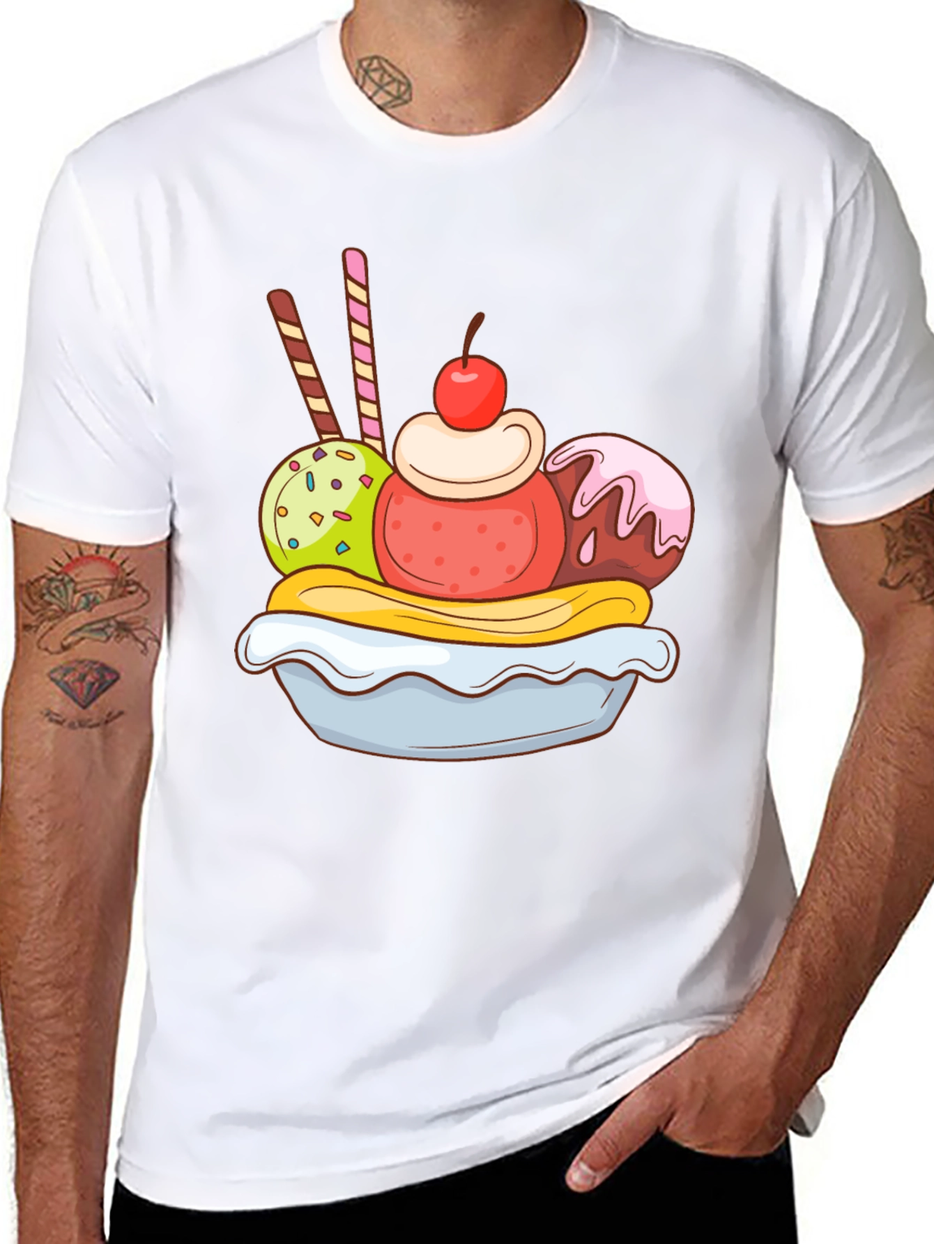 Black Banana Split Graphic Tee - Dessert Lover T-Shirt view 8