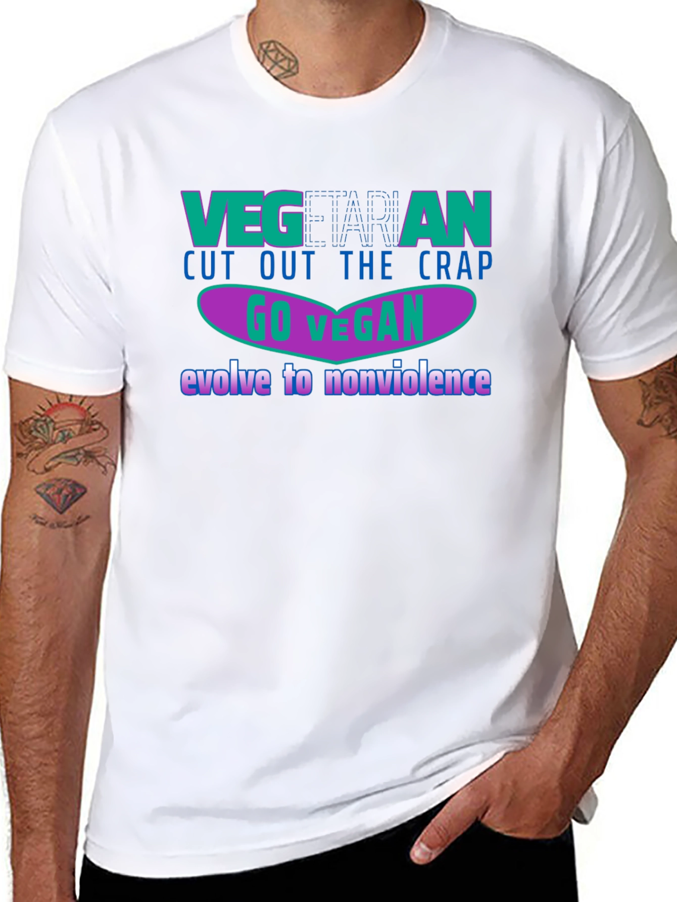 Black Vegan Lifestyle Graphic T-Shirt view 8