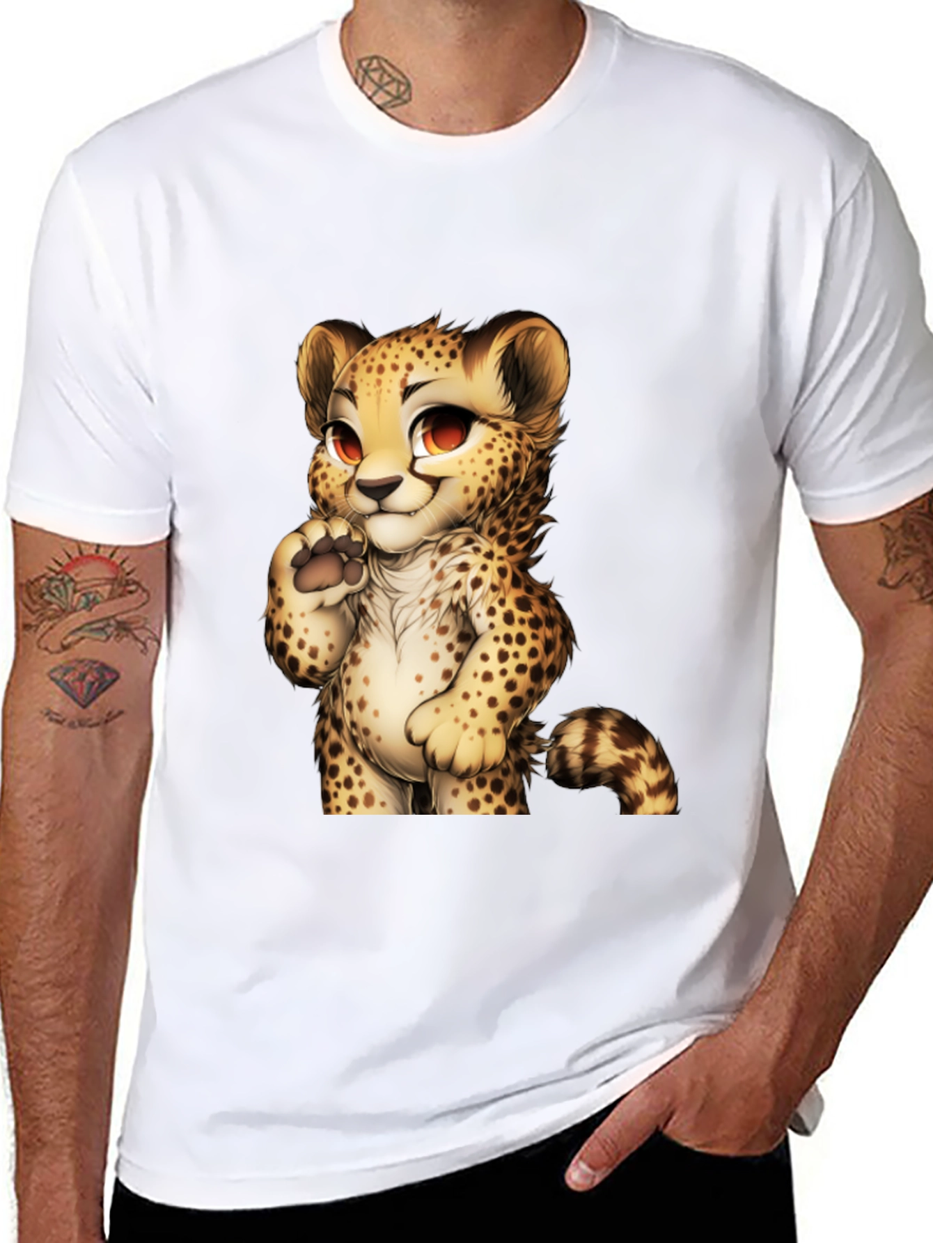 Black Cute Cheetah Graphic Tee - Black view 8