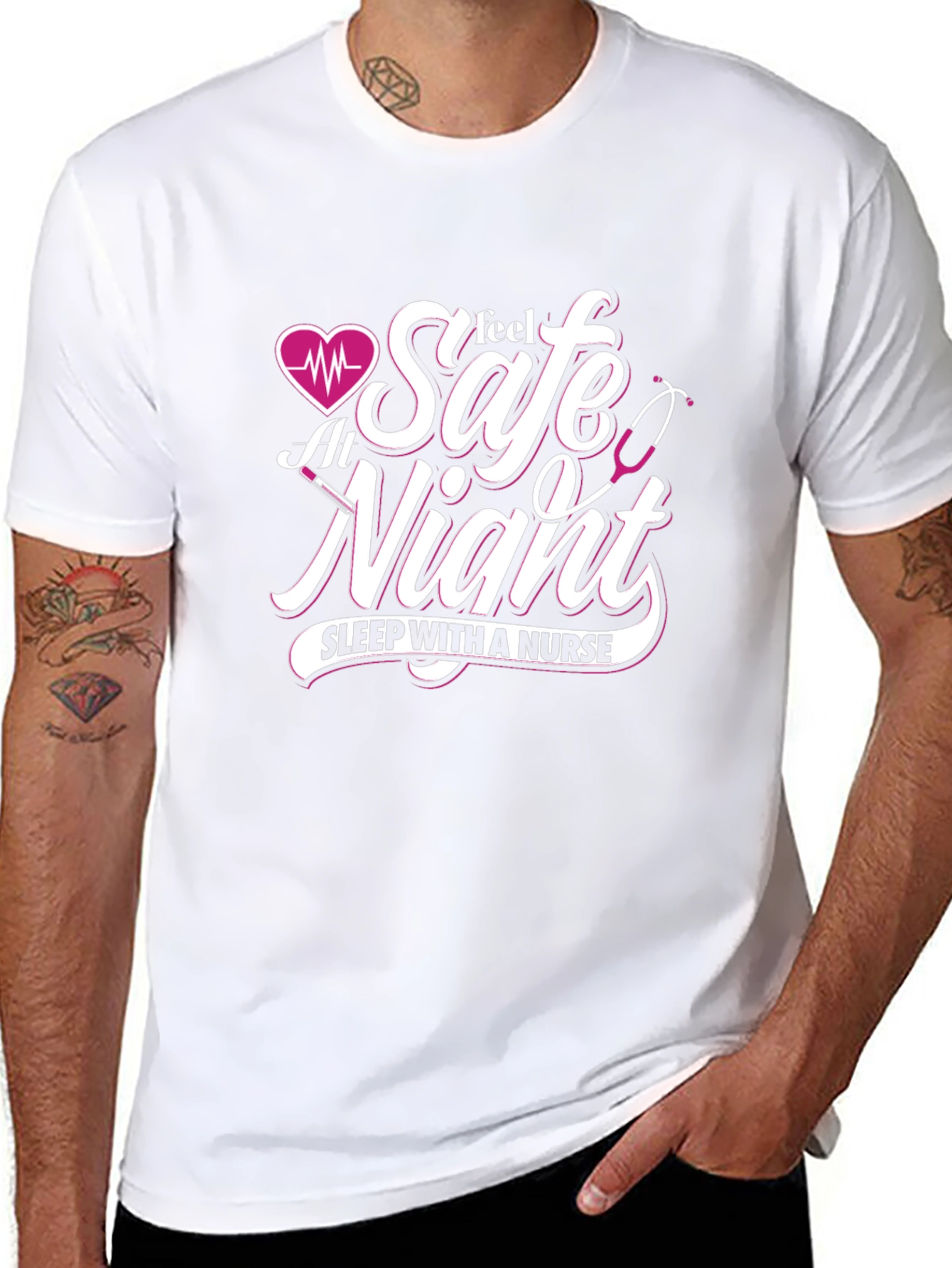 Black Feel Safe At Night Nurse T-Shirt view 8