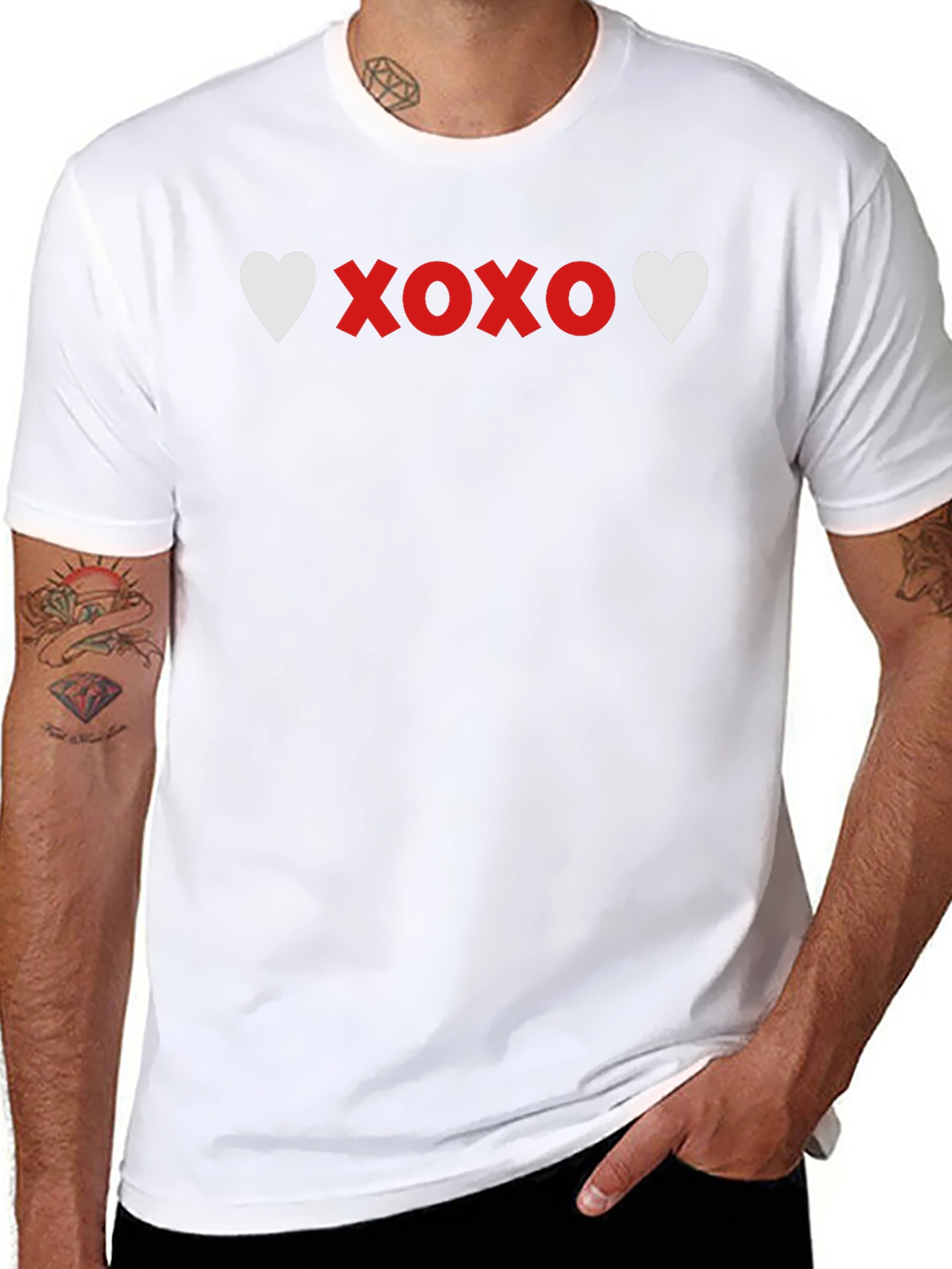Black Heart XOXO Graphic Tee - Soft Black Casual T-Shirt view 8