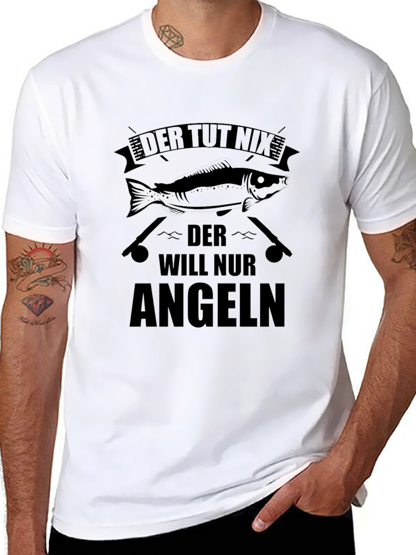 Black Fishing Graphic T-Shirt - "Der Tut Nix Angeln" view 8