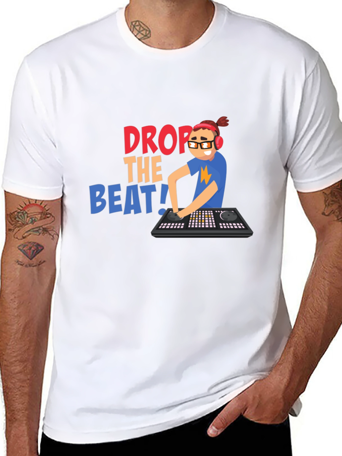 Black Drop the Beat T-Shirt - DJ Graphic Tee view 8