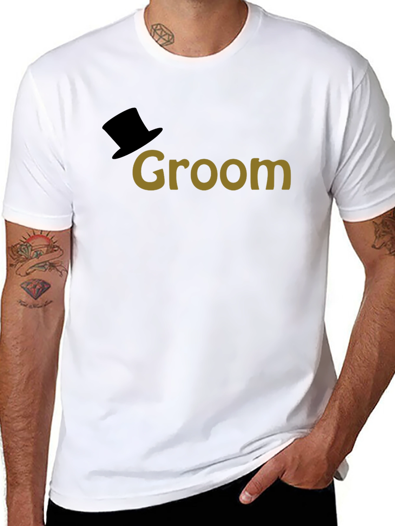 Black Groom Top Hat T-Shirt - Wedding Apparel view 8