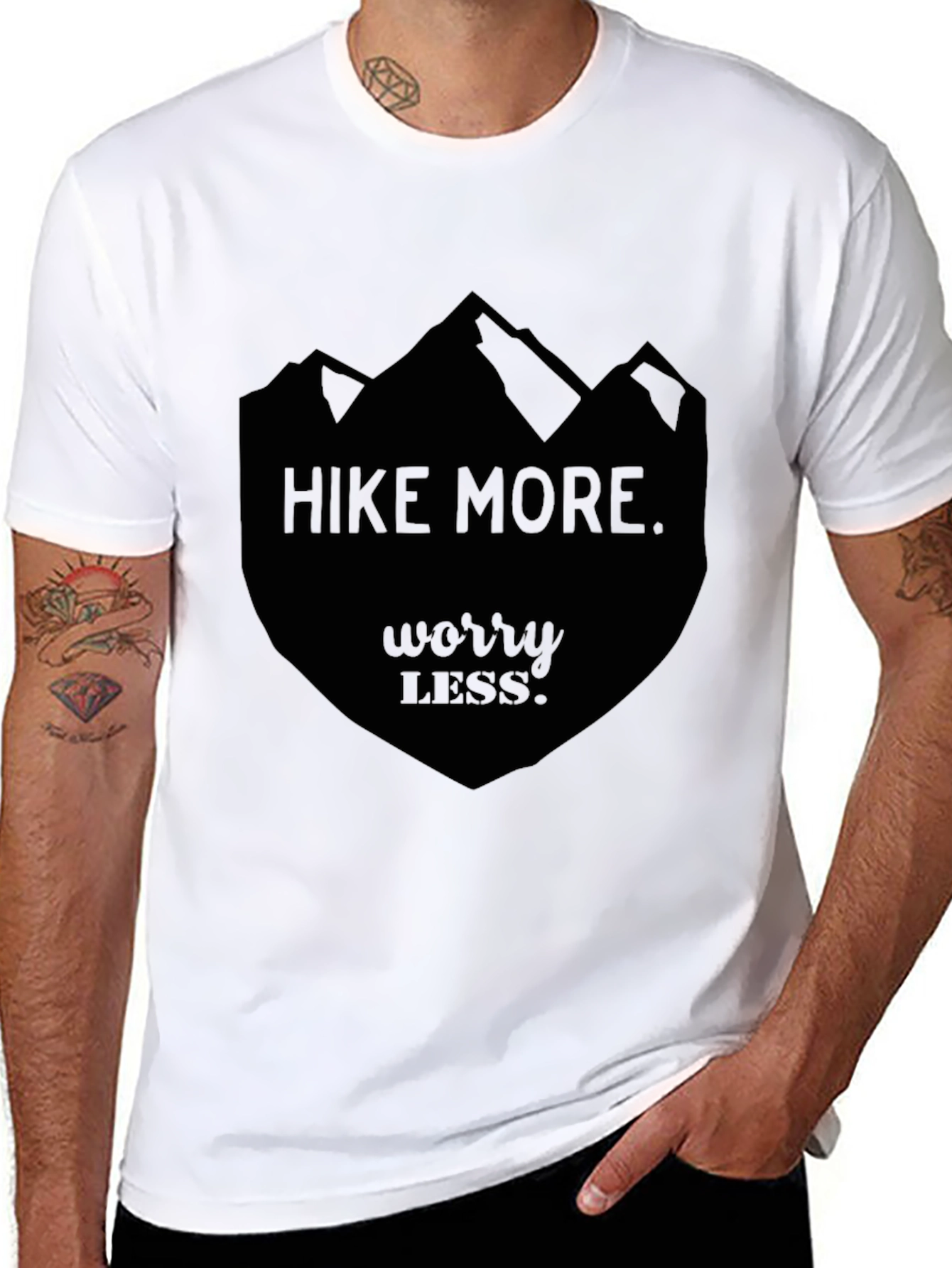 Black Hike More Worry Less Black Graphic Tee view 8