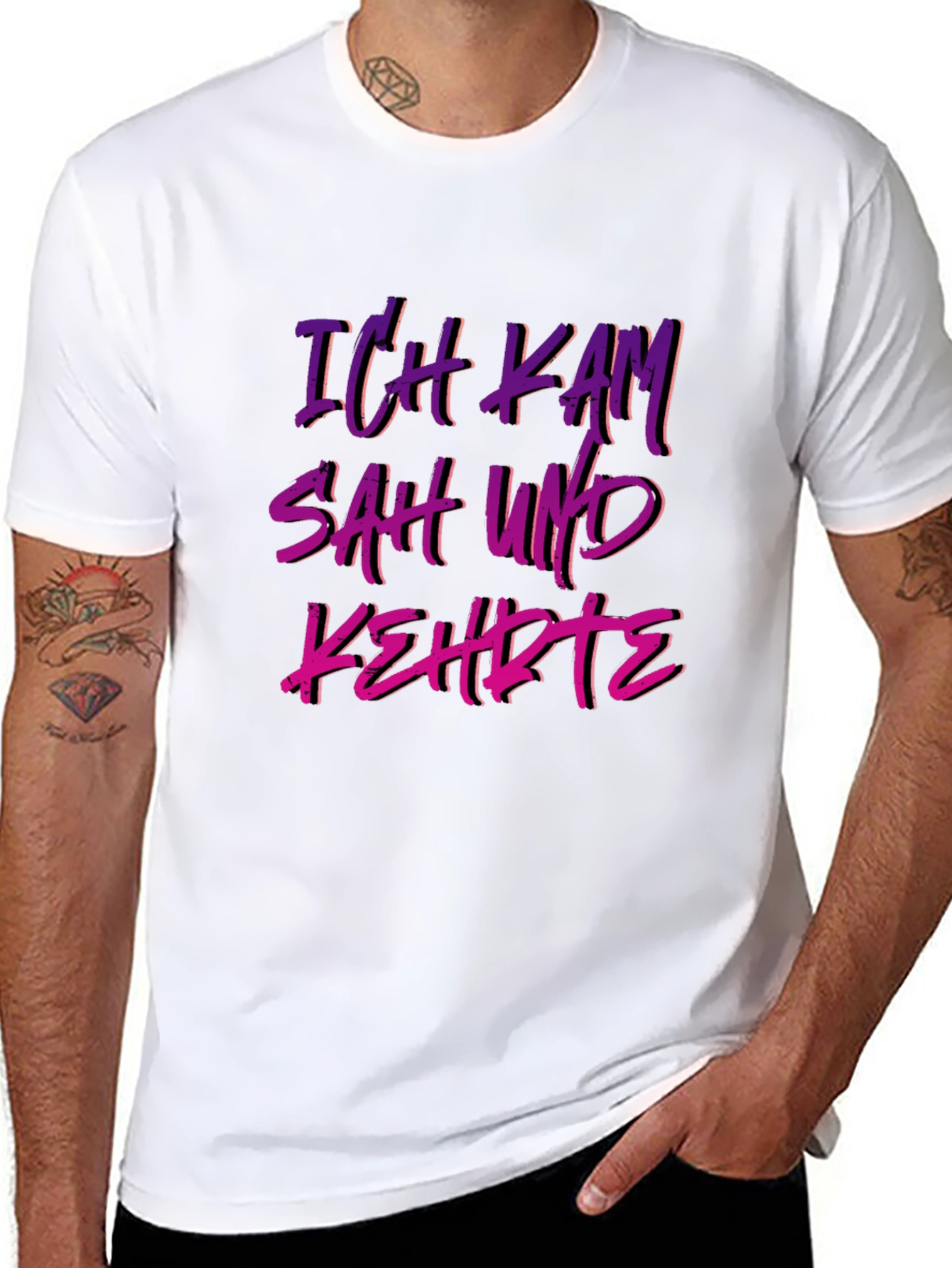 Black Ich Kam Sah Und Kehrte T-Shirt - German Slogan view 8