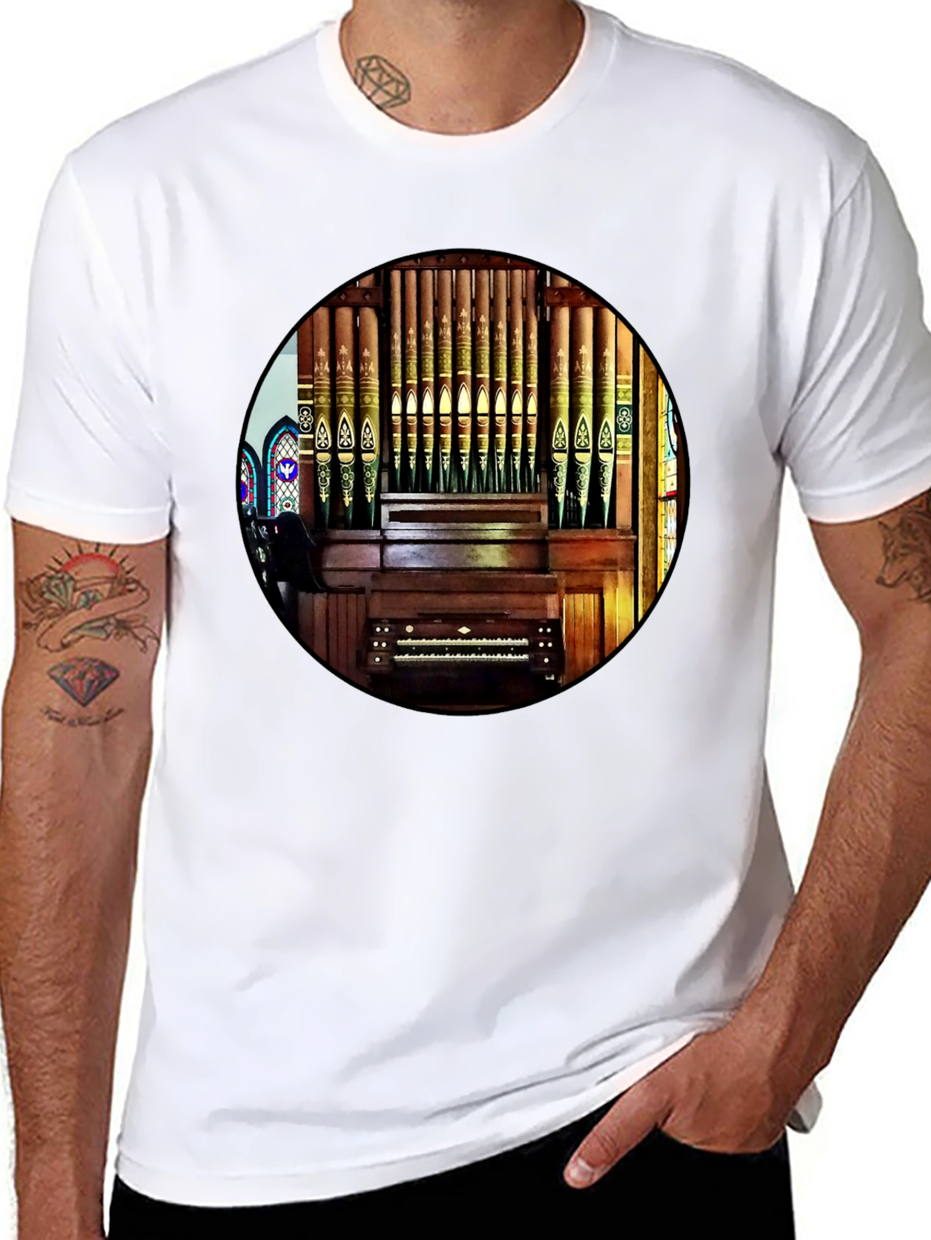 Black Vintage Organ T-Shirt view 8