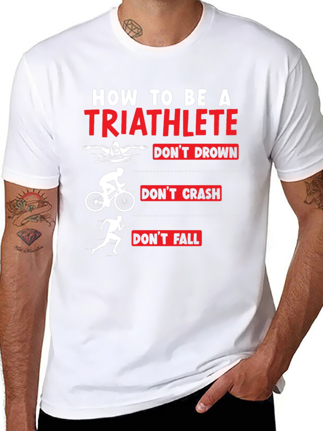 Black Triathlete T-Shirt - Swim Bike Run Funny Tee view 8