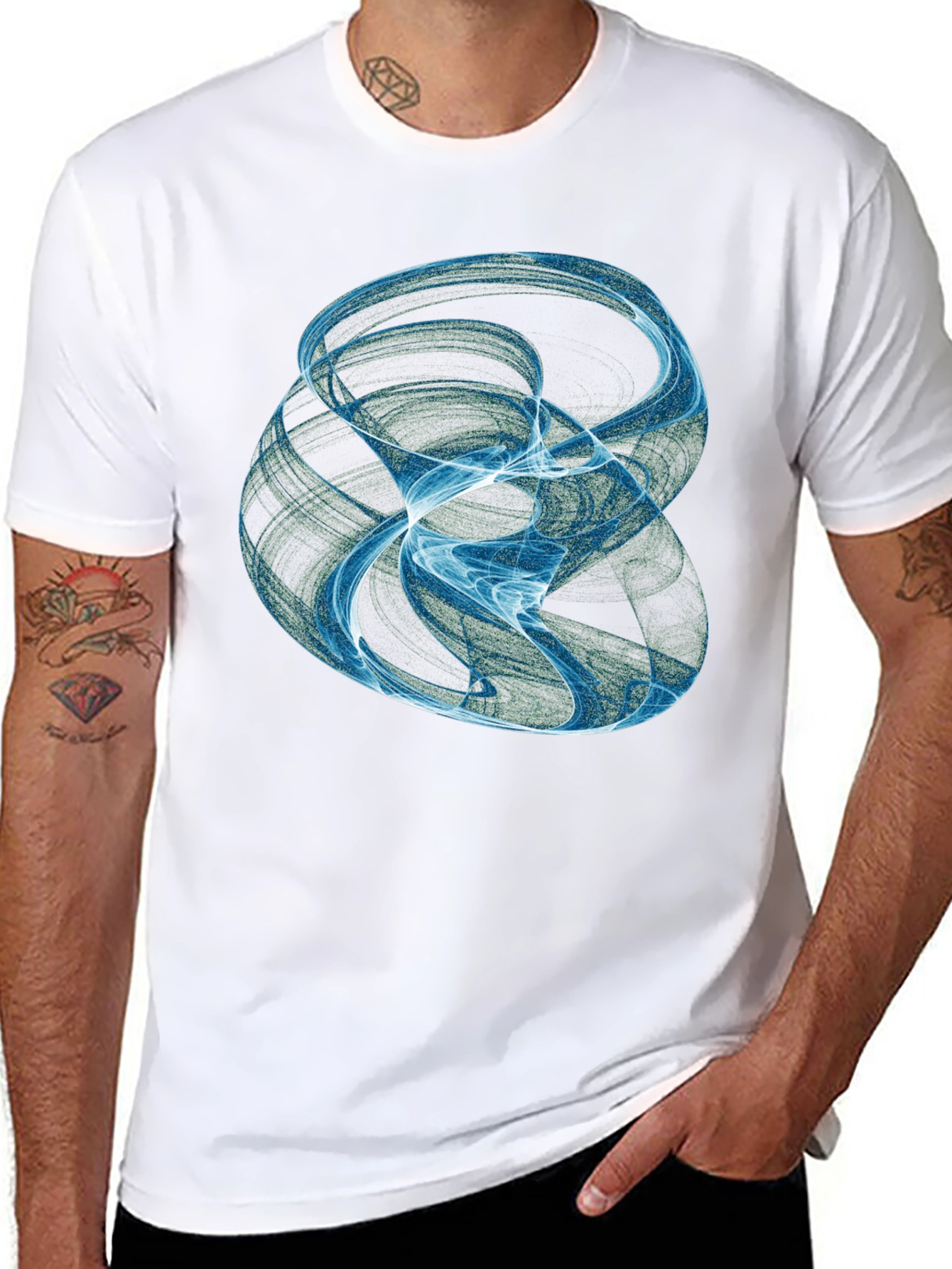 Black Abstract Swirl Graphic Black T-Shirt view 8