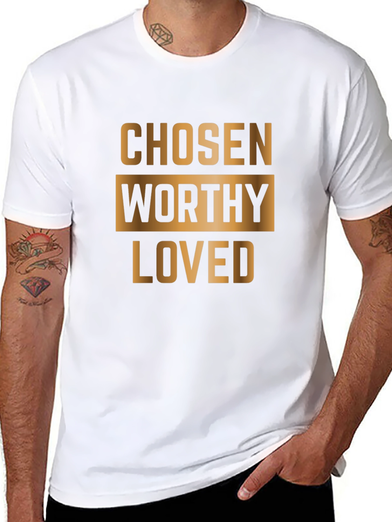 Black Chosen Worthy Loved Graphic T-Shirt - Black Cotton Blend view 8