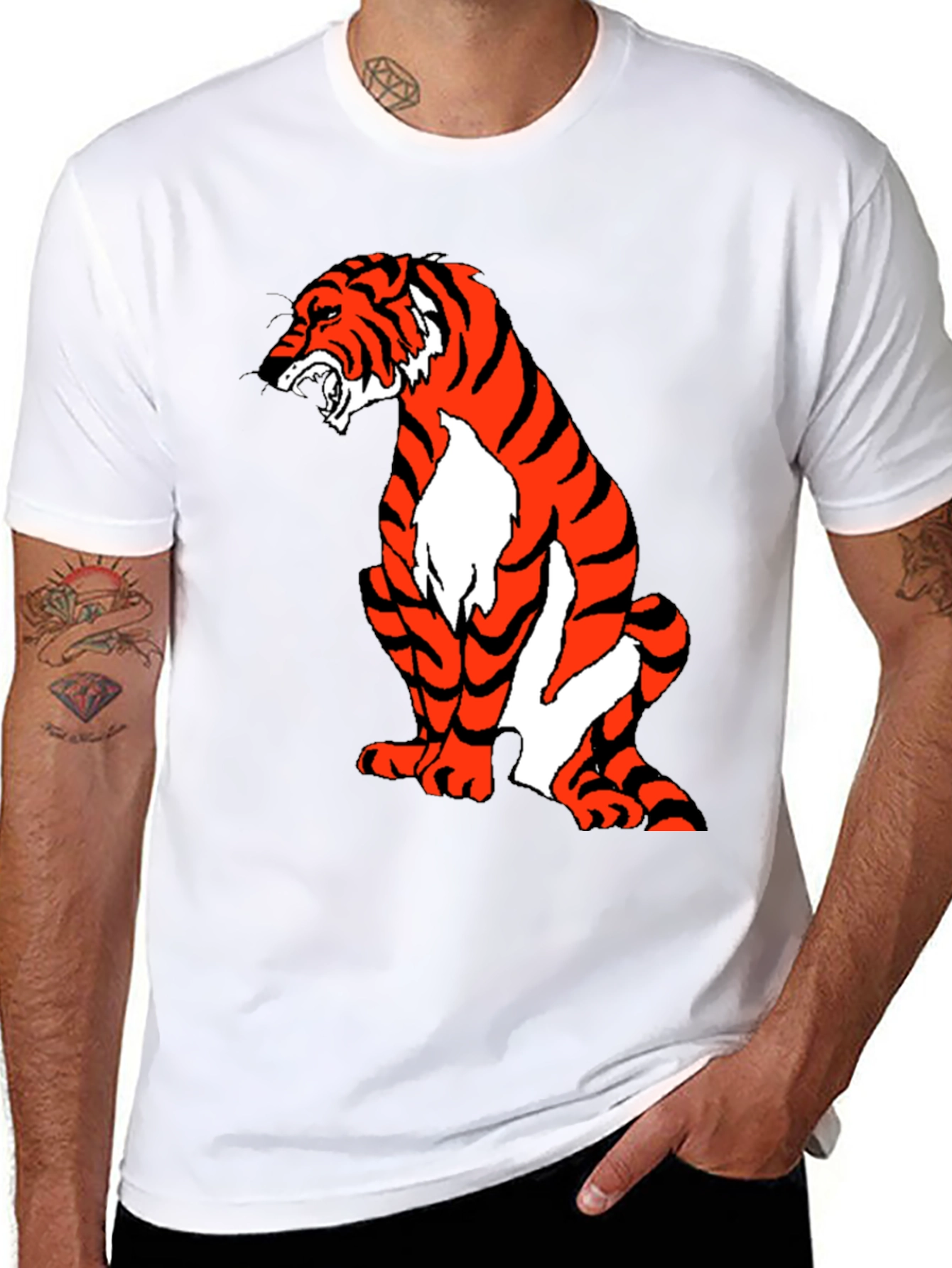 Black Tiger Graphic Black T-Shirt view 8