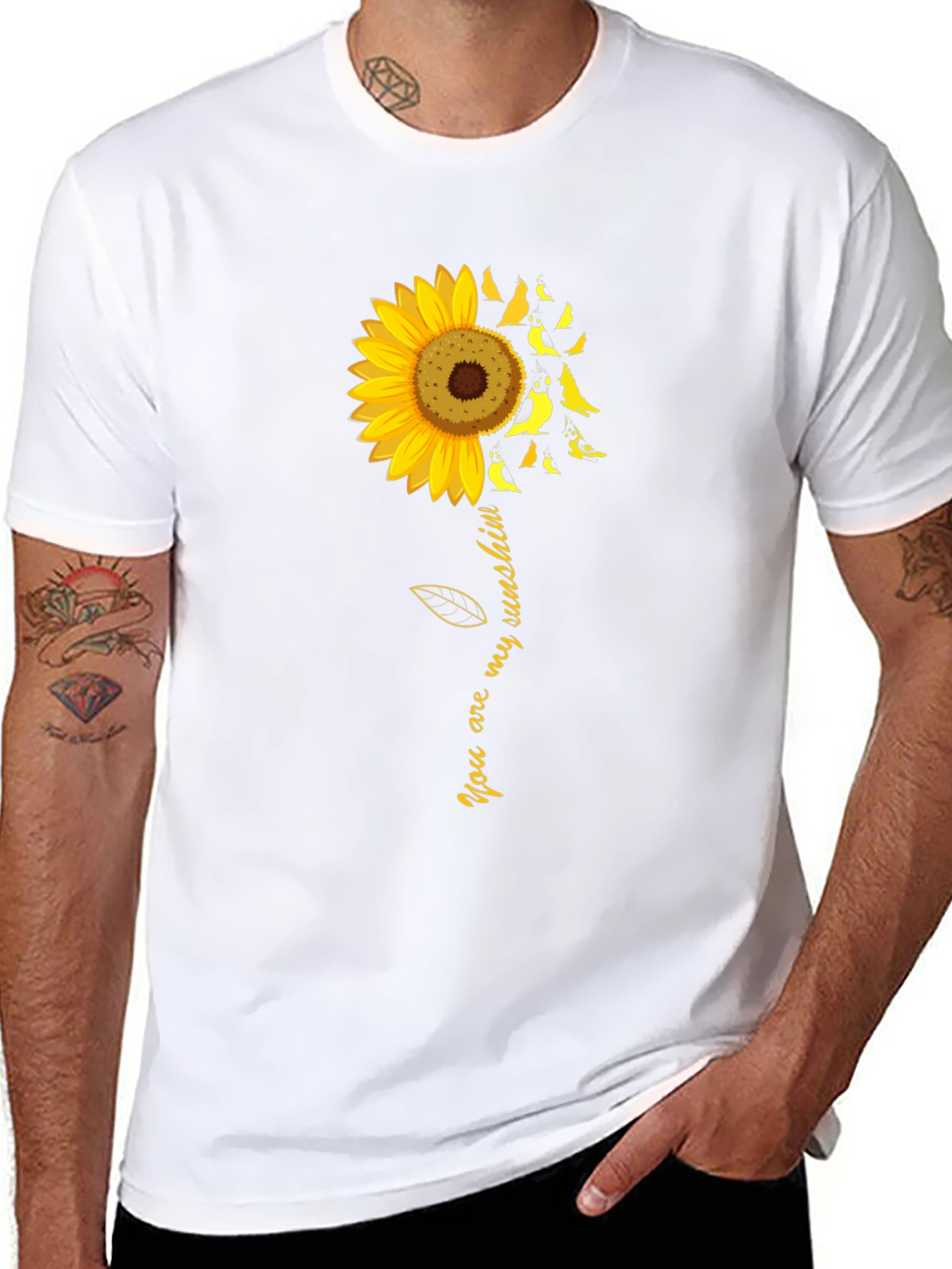 Black Sunflower Bird T-Shirt - You Are My Sunshine Tee view 8