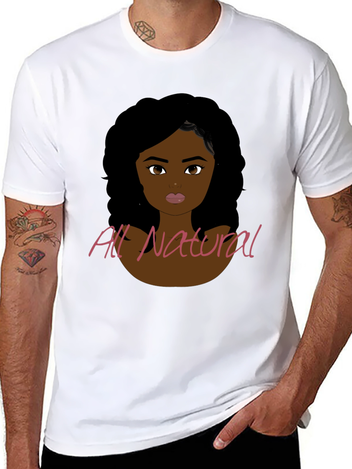 Black All Natural Woman Graphic Print T-Shirt view 8