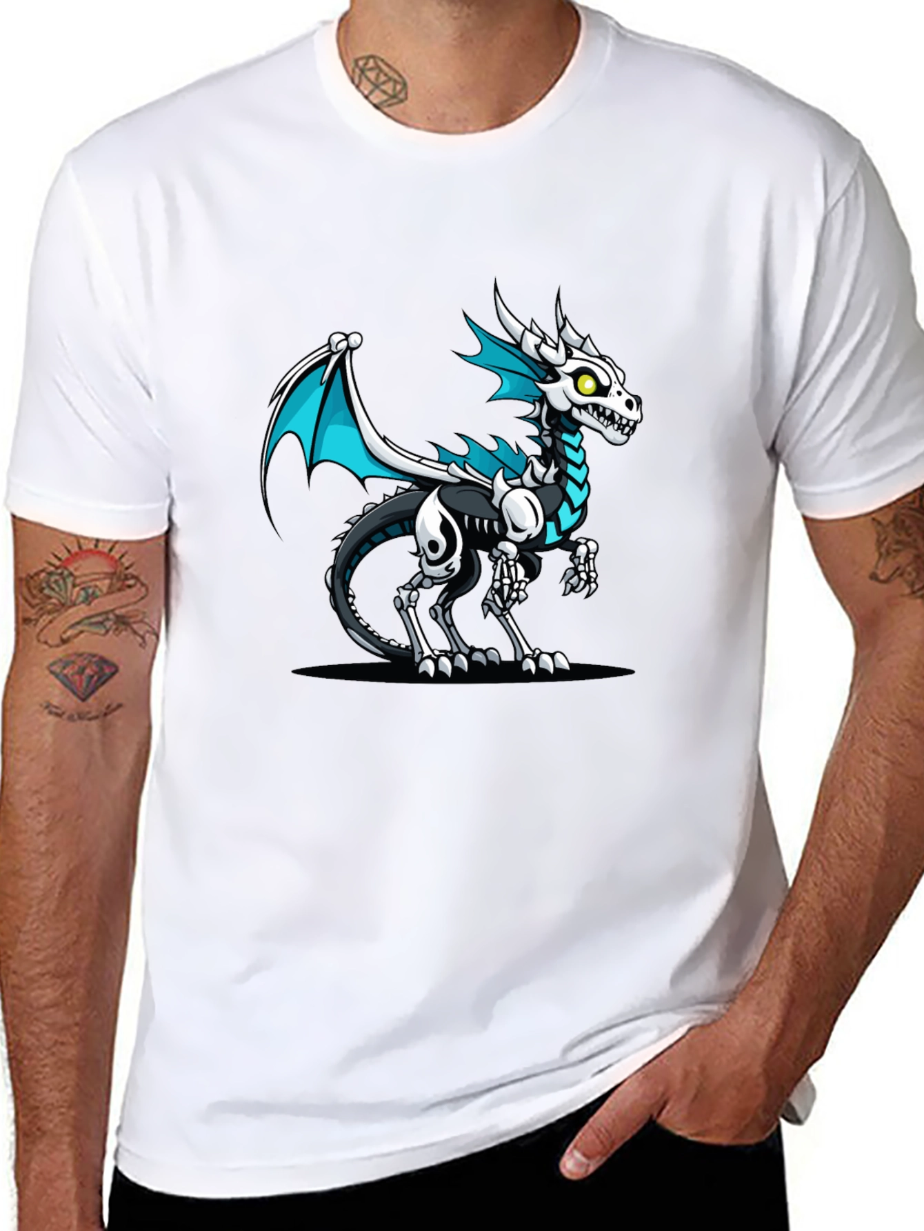 Black Dragon Skeleton Graphic Tee - Black view 8