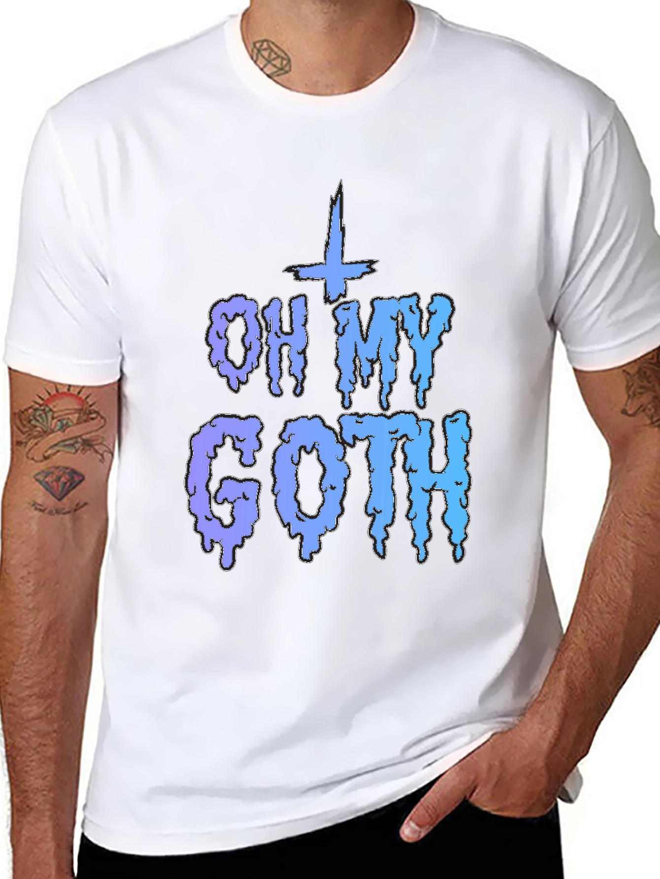 Black Oh My Goth T-Shirt - Black Crew Neck view 8