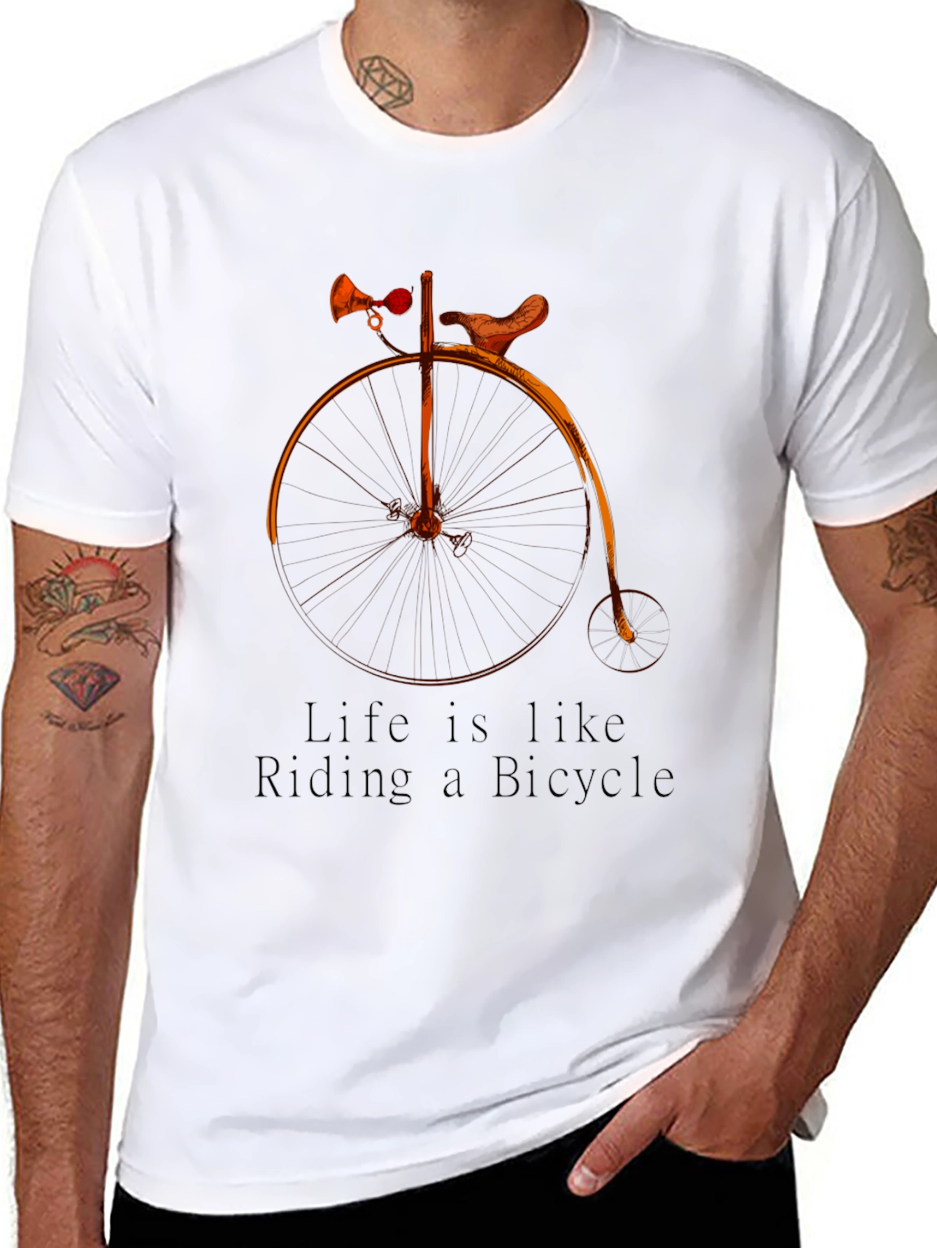 Black Vintage Bicycle T-Shirt - "Life is like Riding" Graphic Tee view 8