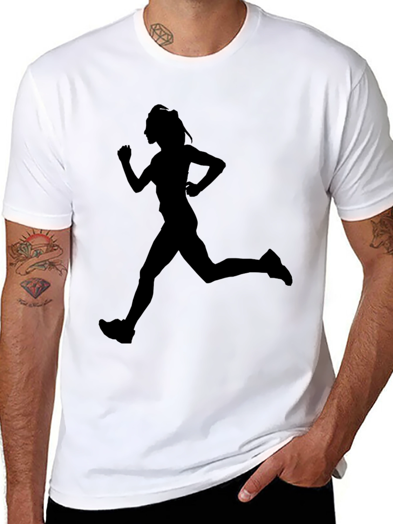Black Runner Silhouette Black Graphic Tee view 8