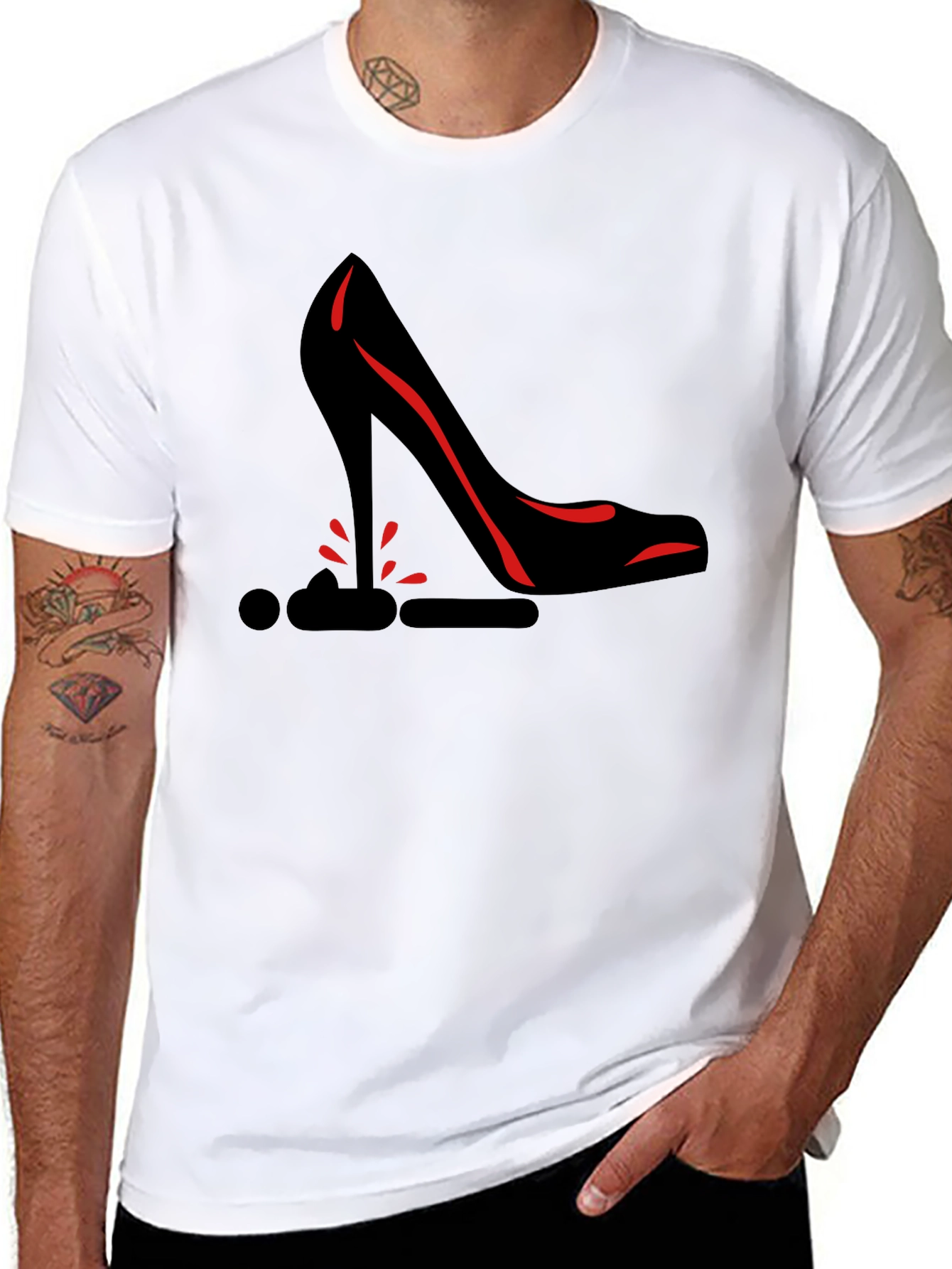 Black High Heel Graphic Black T-Shirt view 8