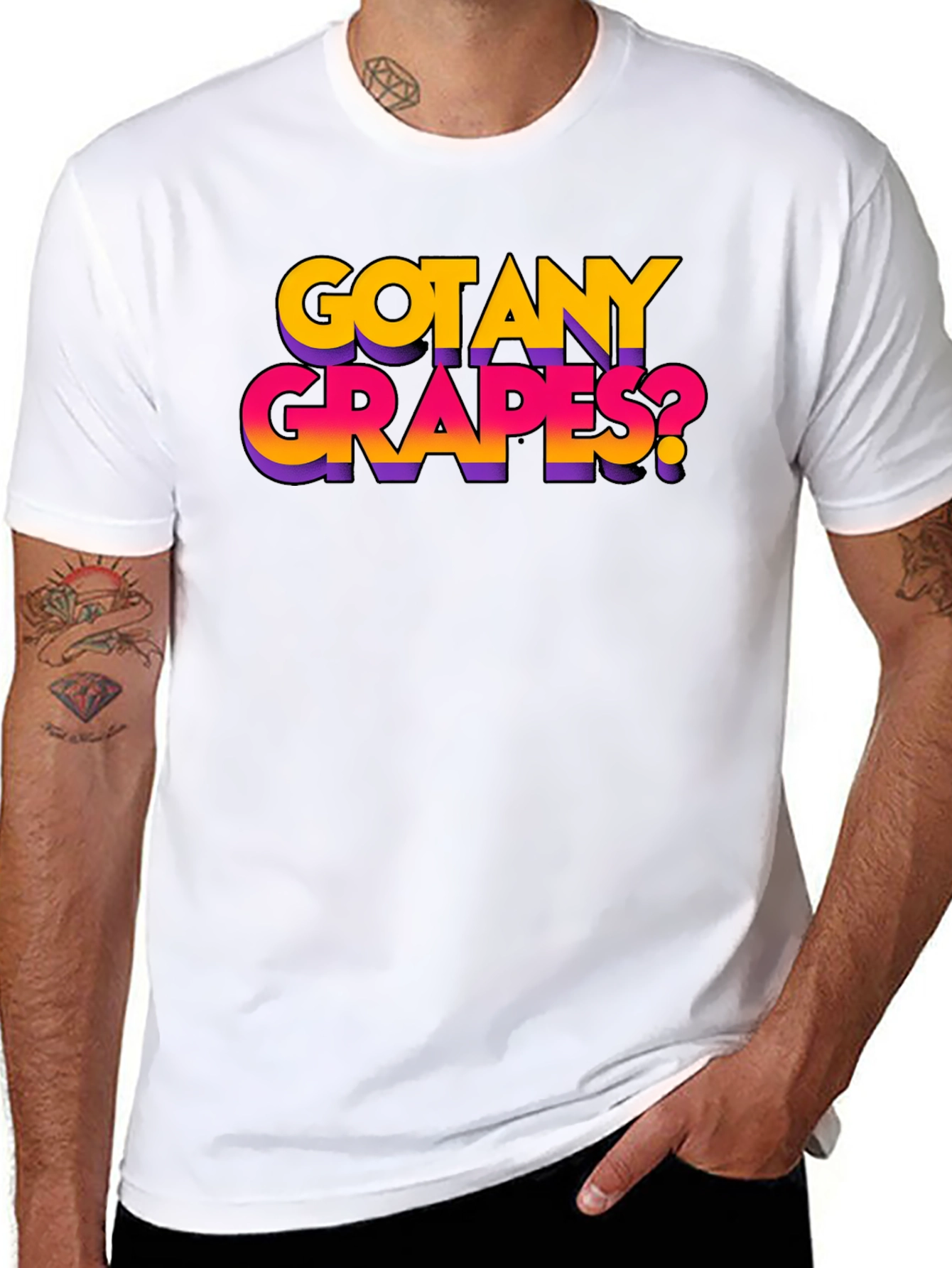 Black Got Any Grapes? Black Graphic T-Shirt view 8