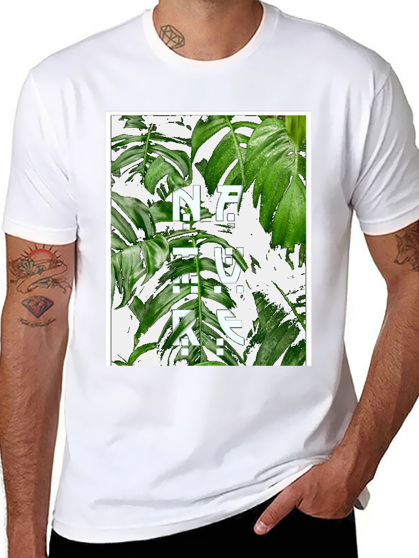Black Nature Graphic T-Shirt - Modern Botanical Print view 8