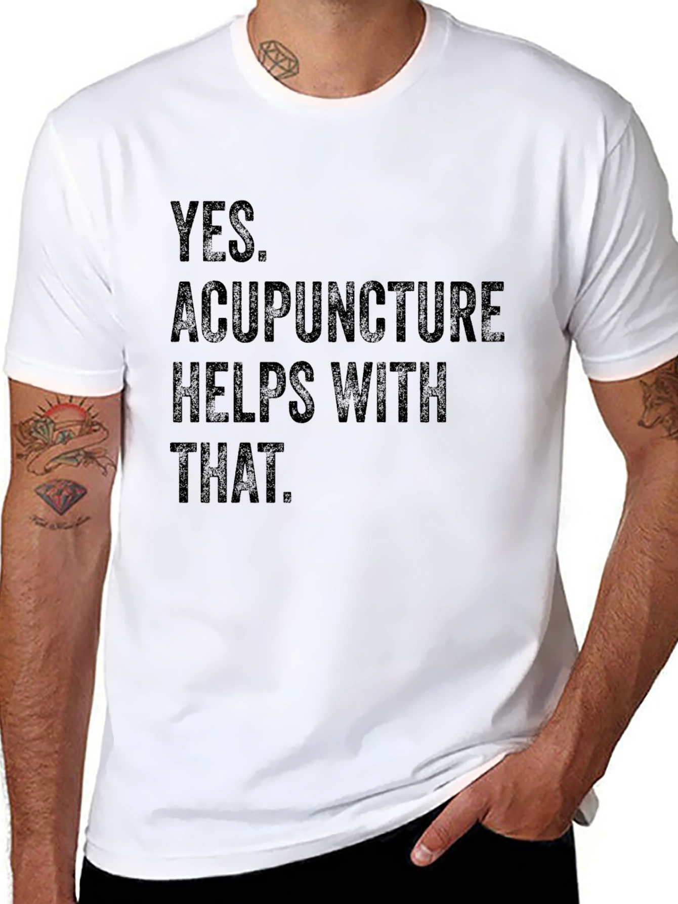 Black Acupuncture Helps T-Shirt: Funny Sarcastic Acupuncture Gift view 8