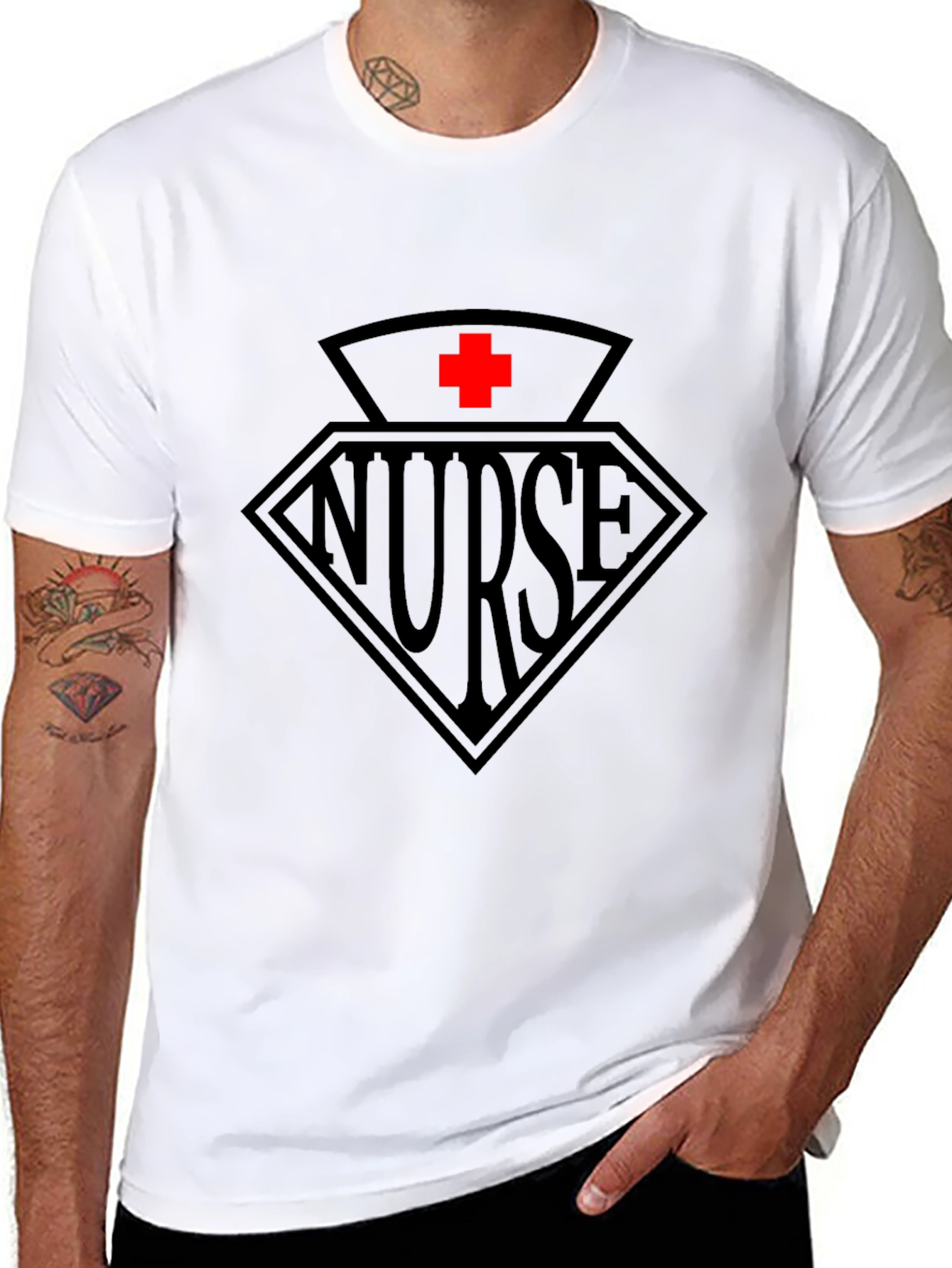 Black Nurse Graphic Tee - Black Cotton T-Shirt view 8