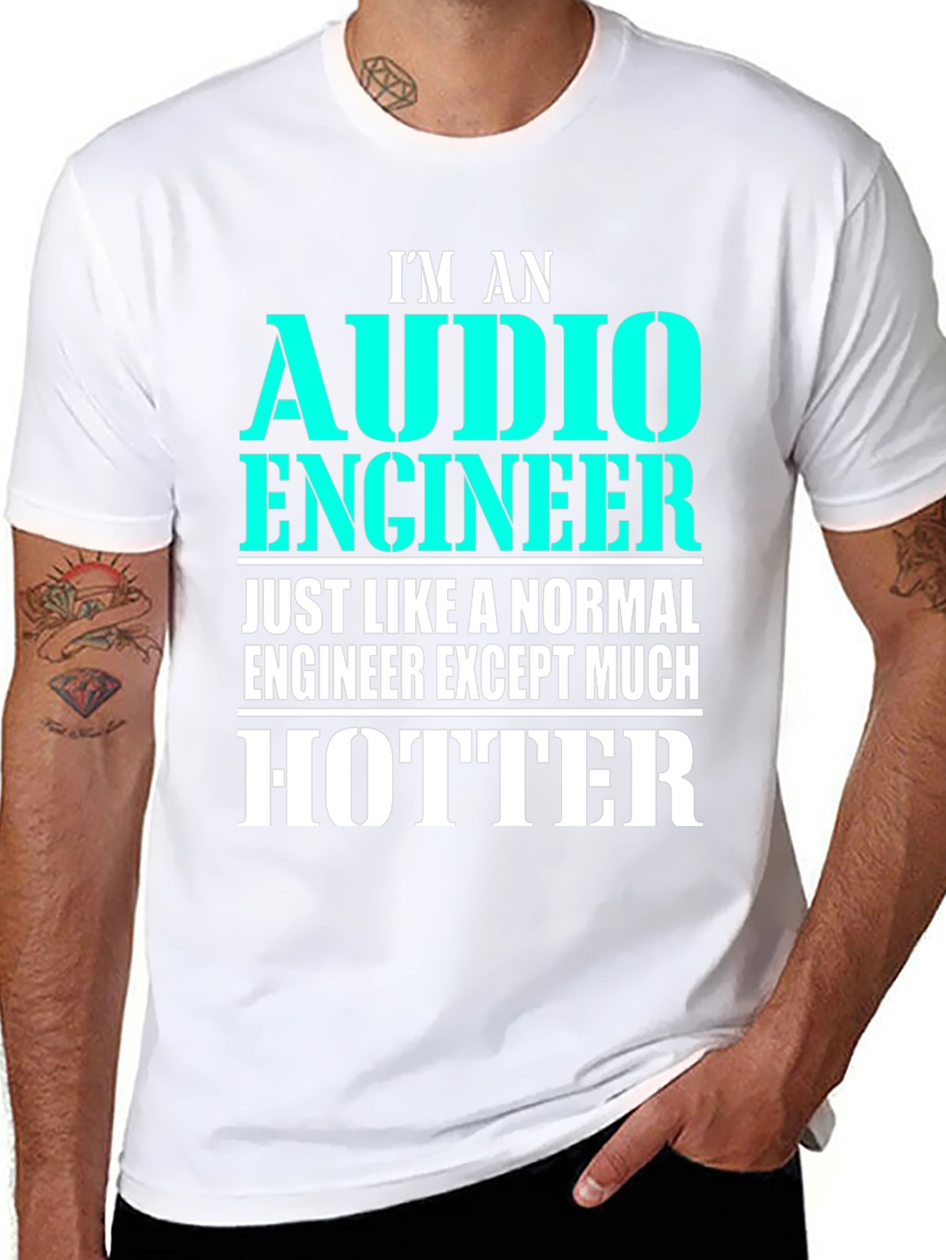 Black Audio Engineer T-Shirt - Much Hotter view 8