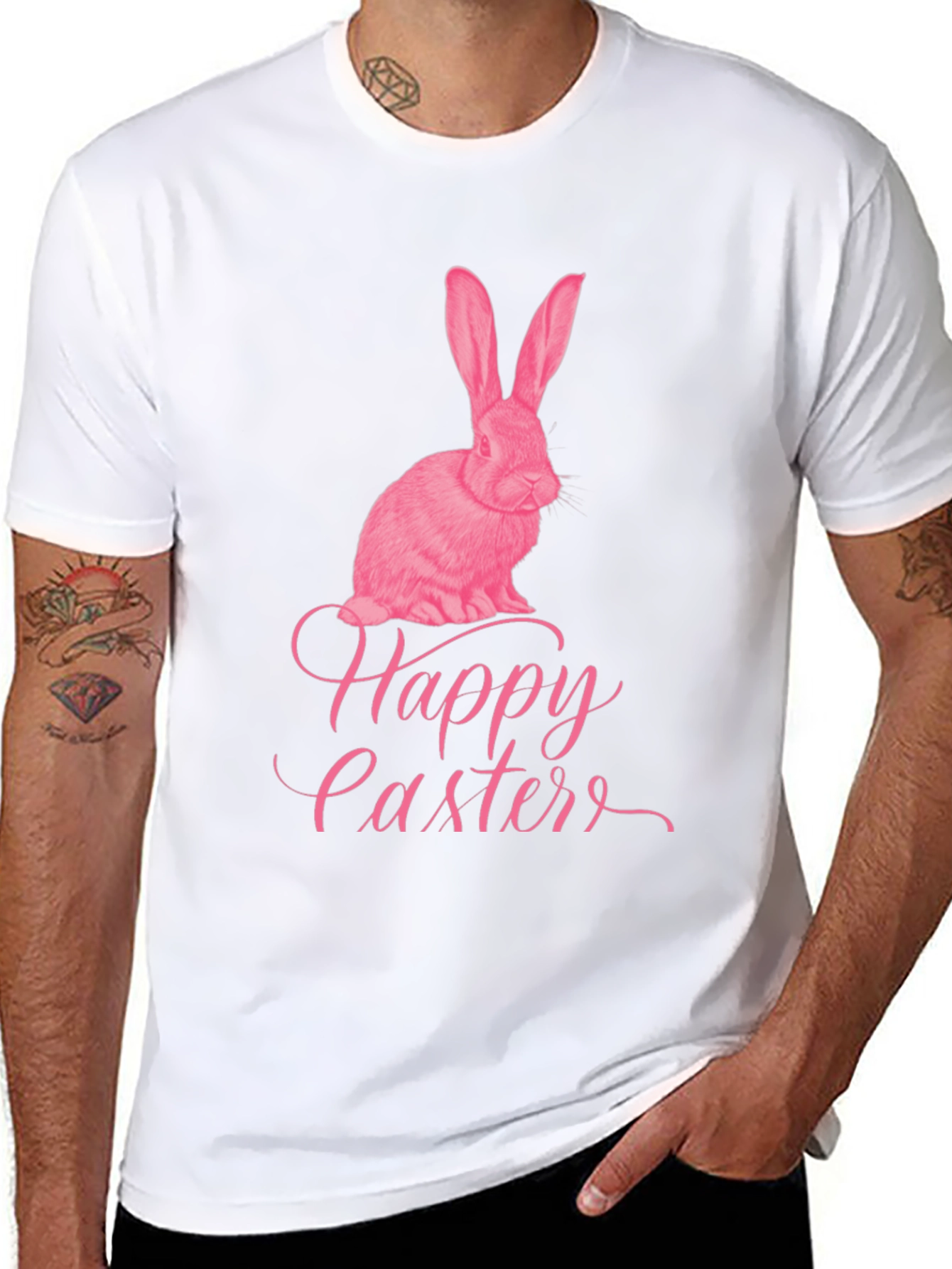 Black Happy Easter Bunny Graphic T-Shirt view 8