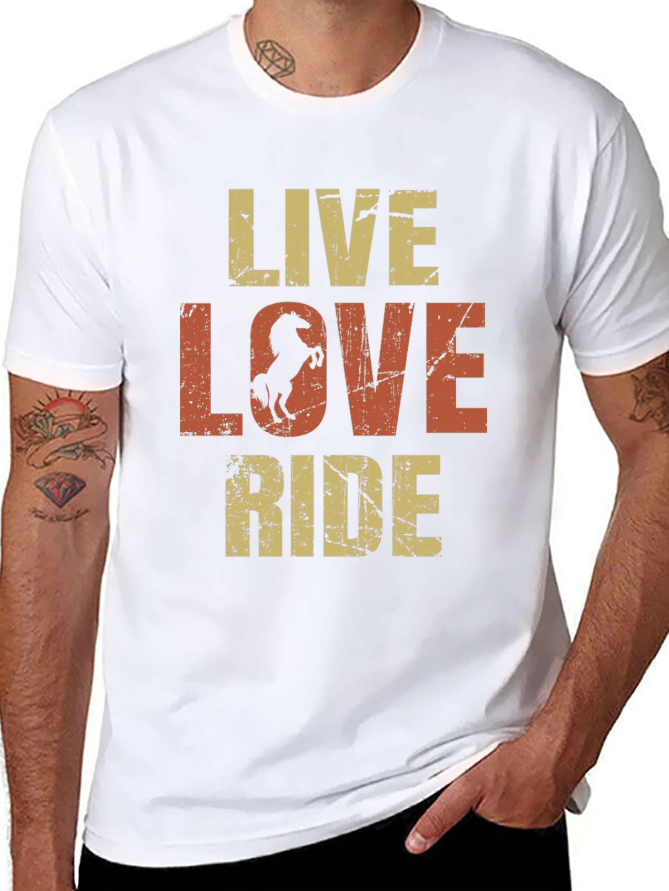 Black Live Love Ride Horse Graphic Tee view 8