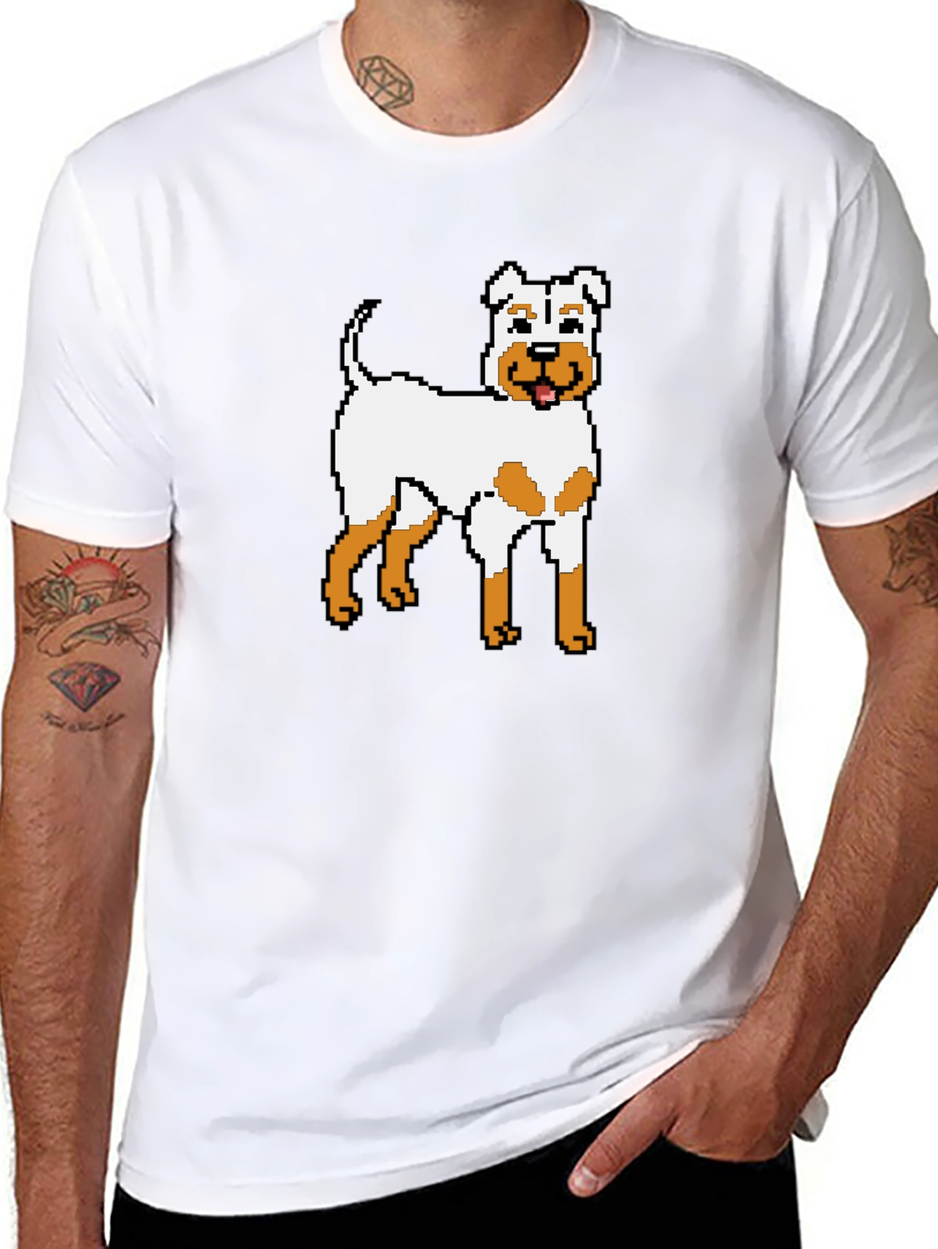 Black Pixel Dog Graphic T-Shirt - Unique Canine Design view 8