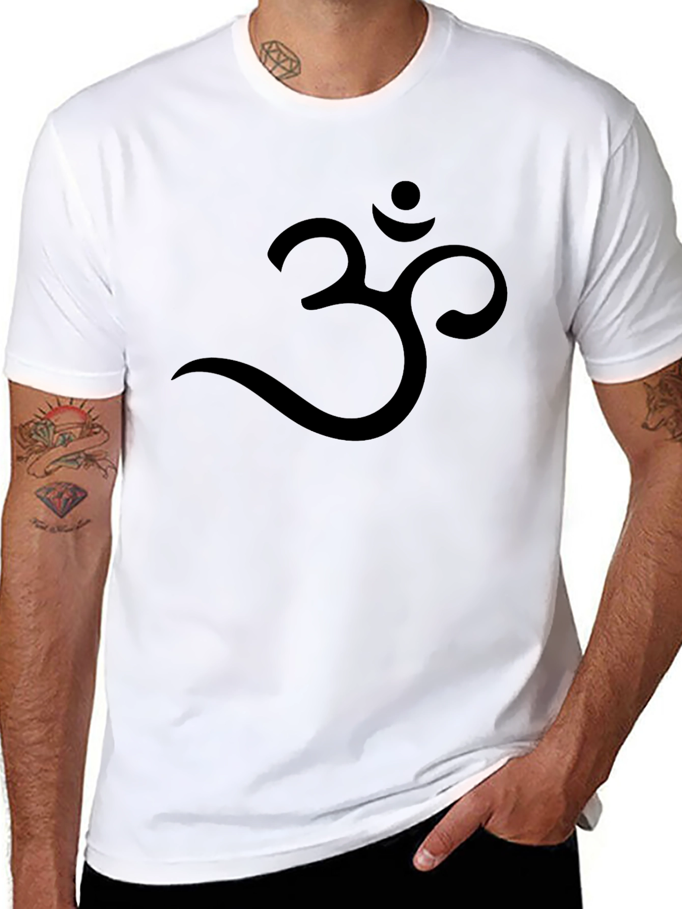 Black Om Symbol Graphic Tee - Relaxed Fit Black T-Shirt view 8