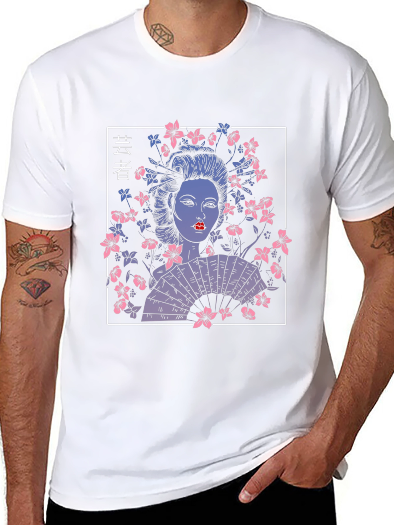 Black Geisha Graphic Tee - Black Cotton T-Shirt view 8