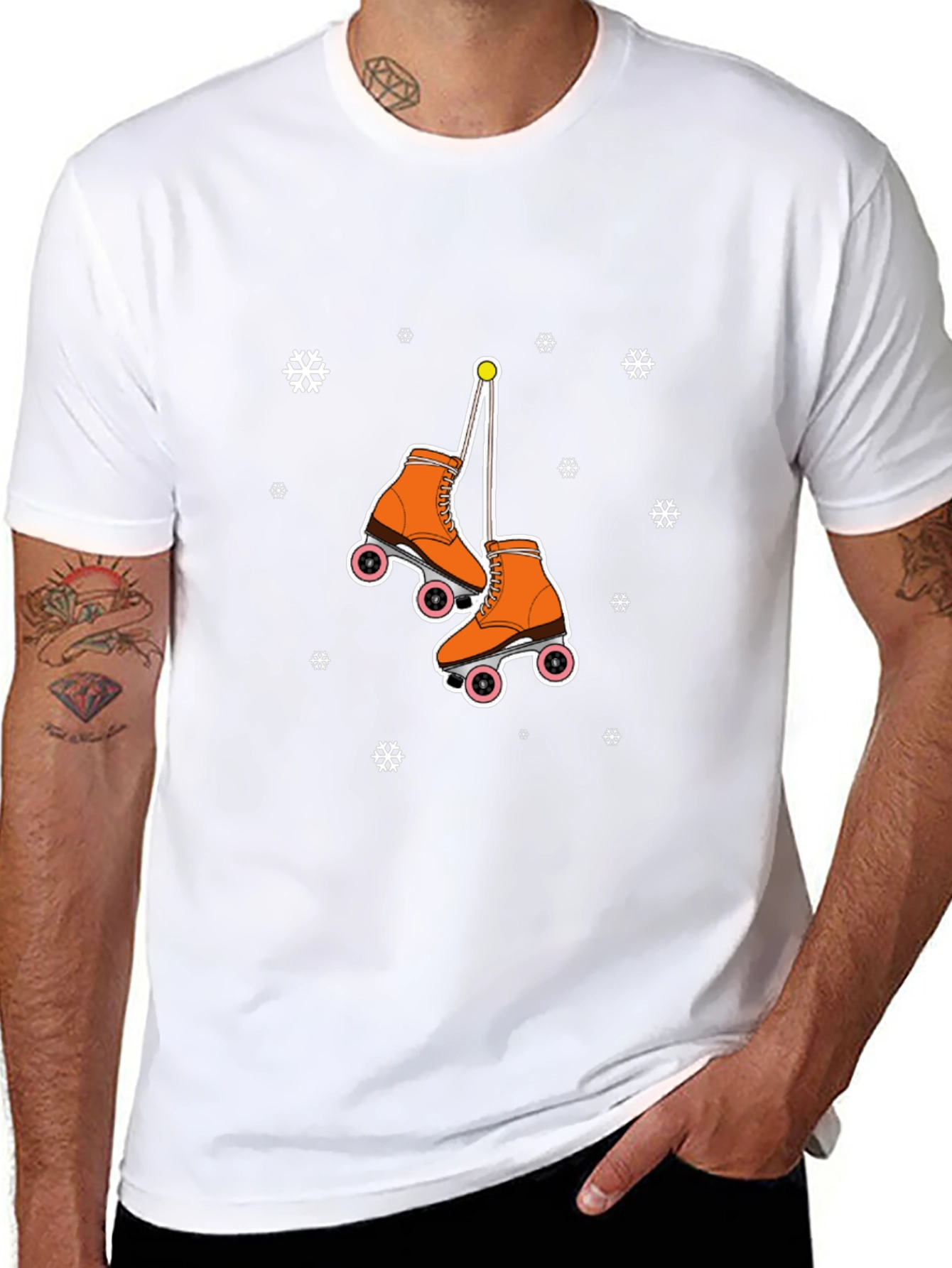 Black Retro Roller Skate Graphic T-Shirt view 8