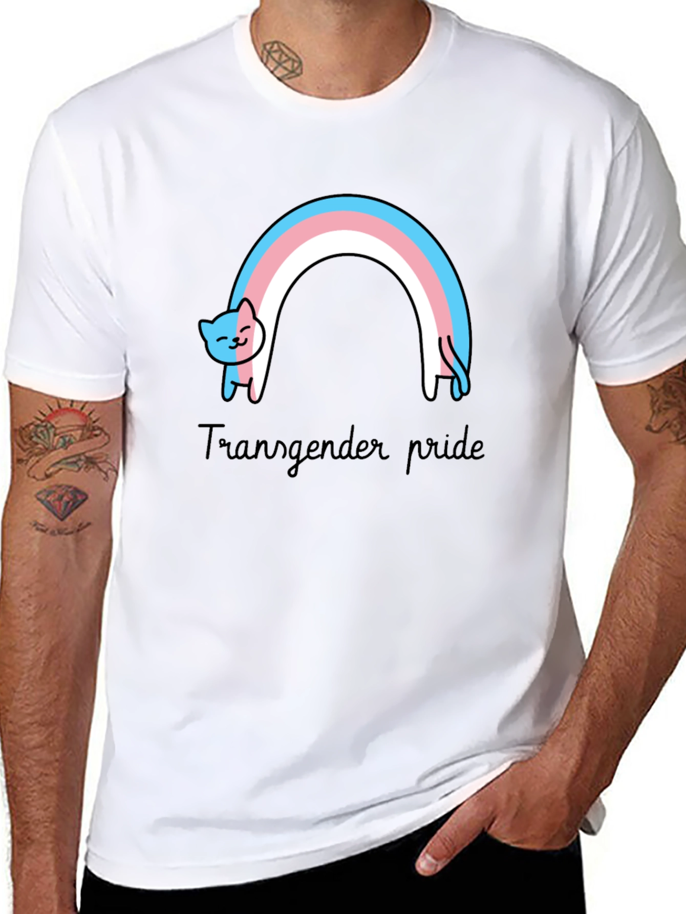Transgender Pride Cat Rainbow T-Shirt - 8