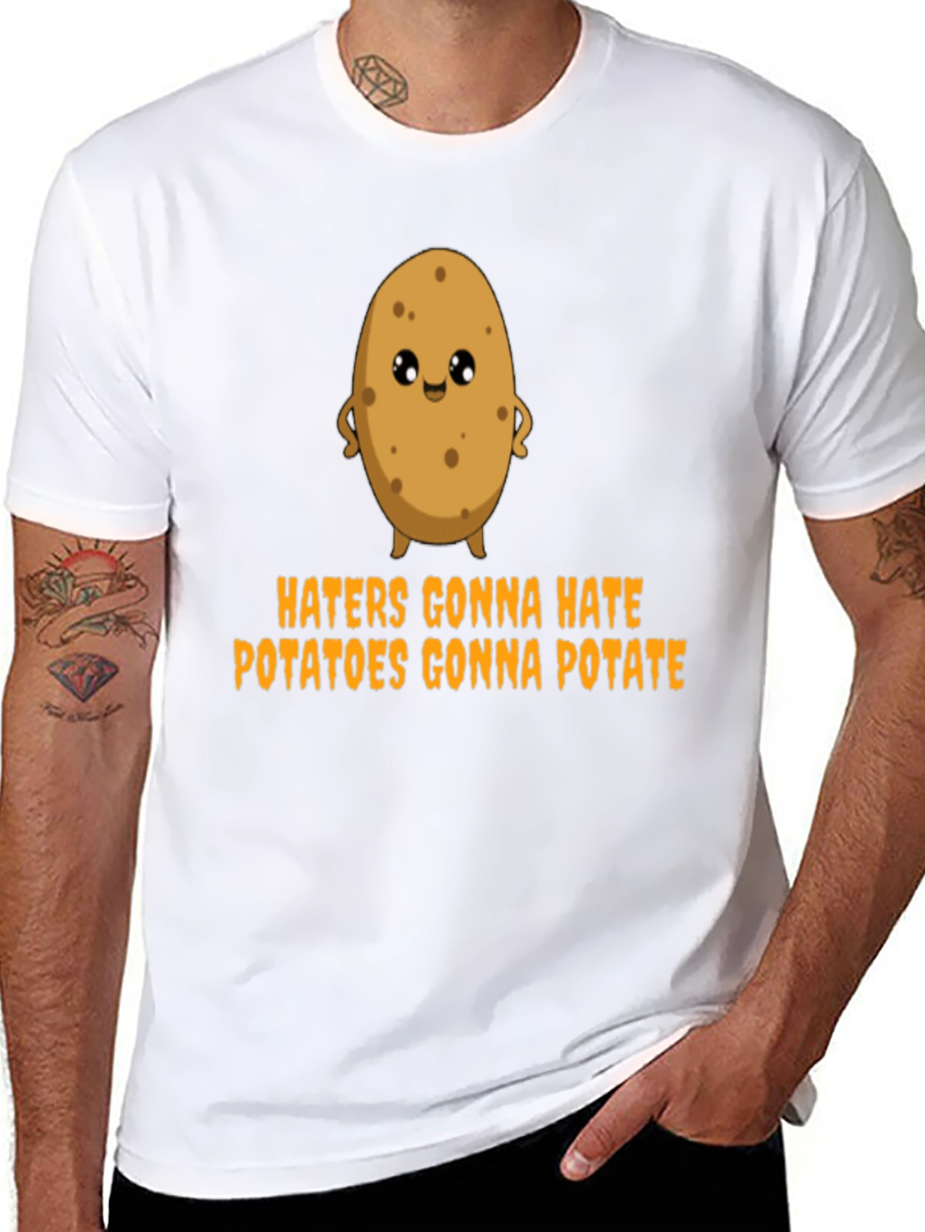 Black Haters Gonna Hate Potatoes Gonna Potate T-Shirt view 8