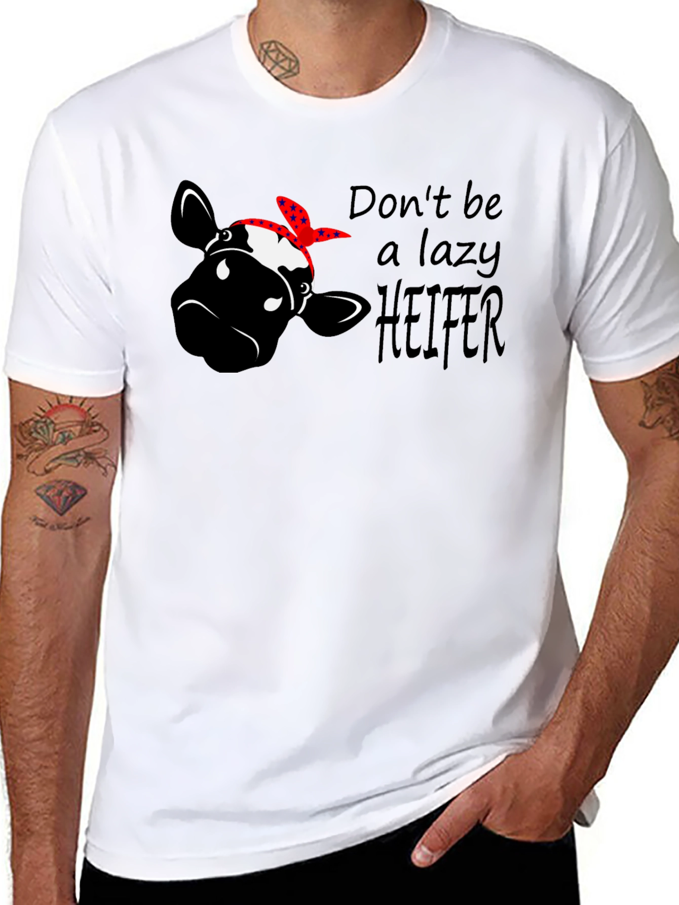 Black Don't Be a Lazy Heifer Graphic Tee view 8