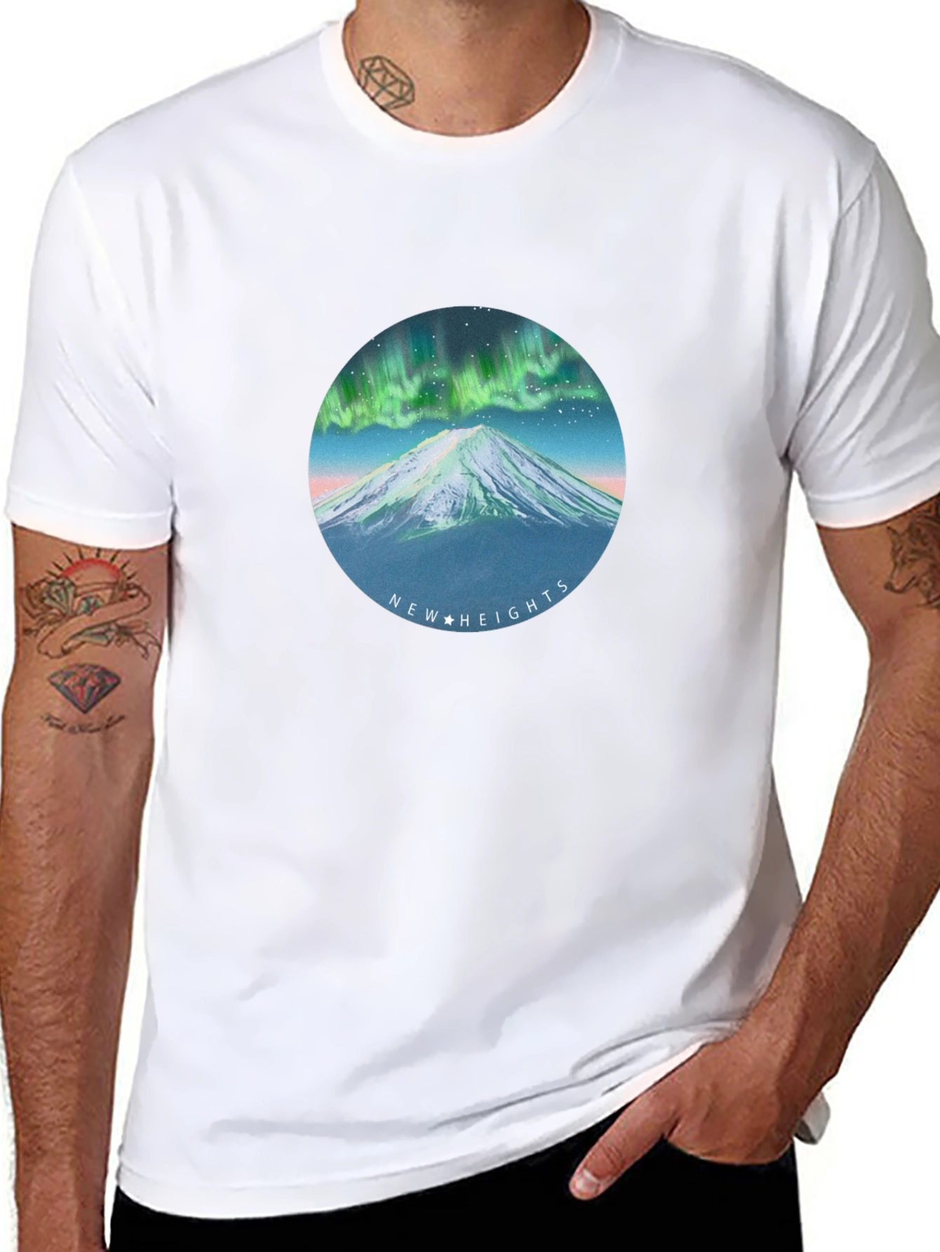 Black Aurora Mountain T-Shirt - New Heights Graphic Tee view 8