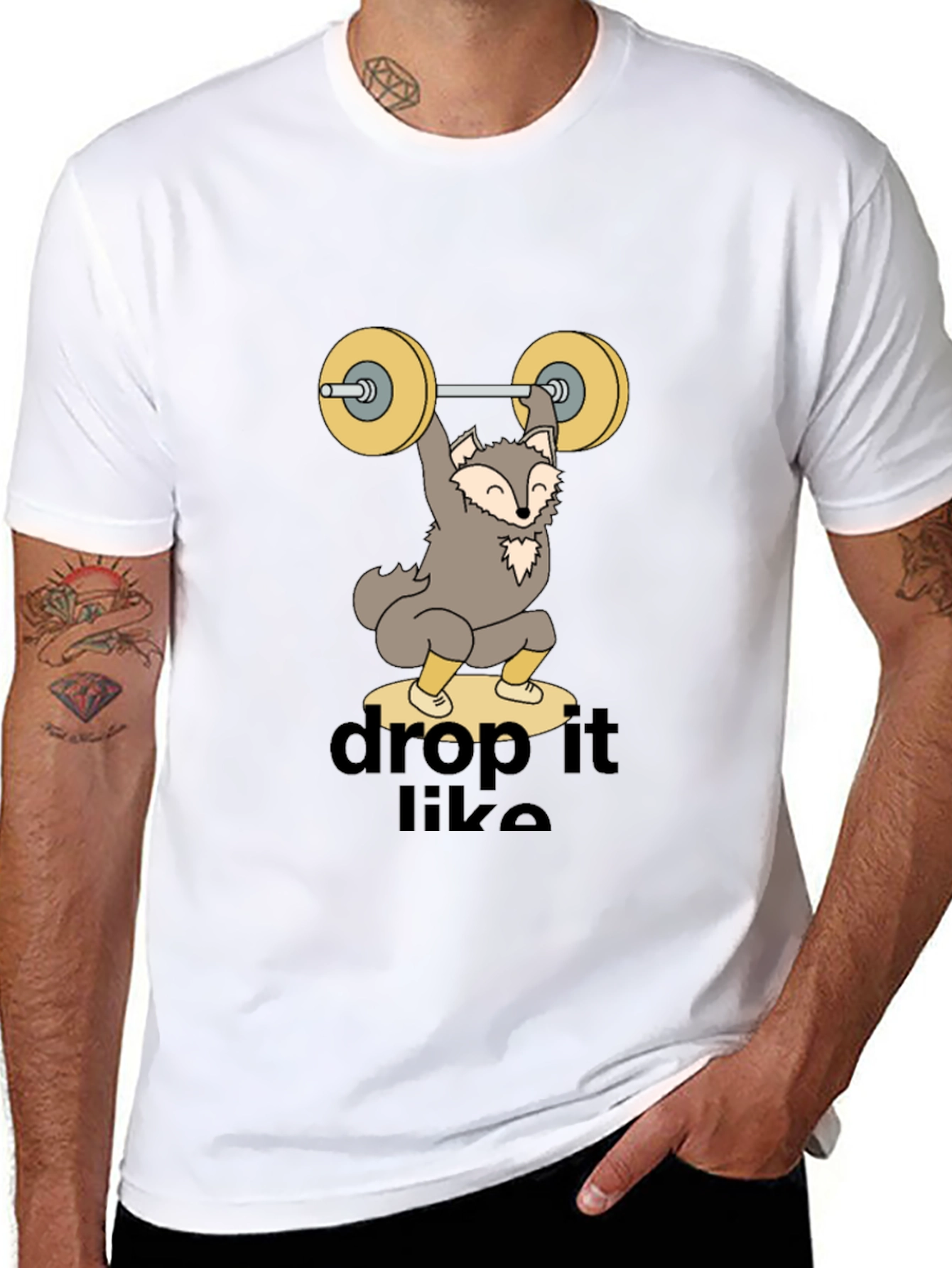 Black Funny Wolf Weightlifting Tee - Drop It Like a Squat view 8
