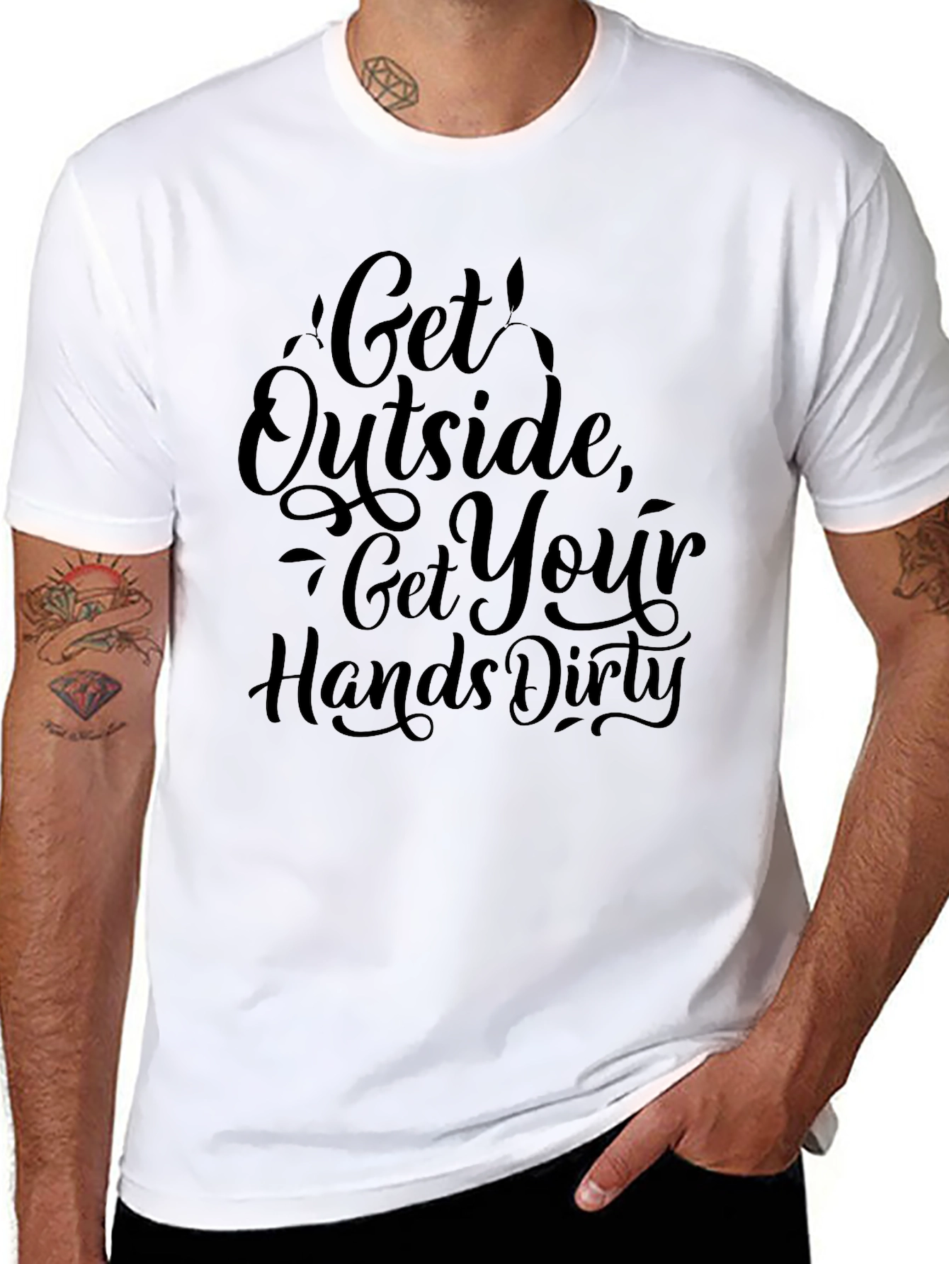 Black Get Outside Graphic Print Crew Neck Tee view 8