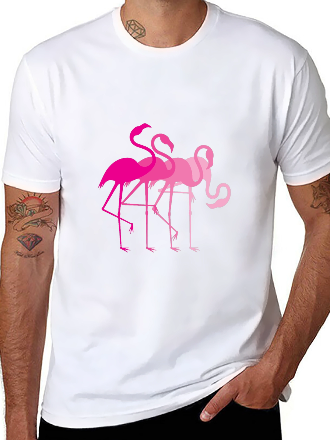 Black Flamingo Graphic Tee - Black Cotton T-Shirt view 8