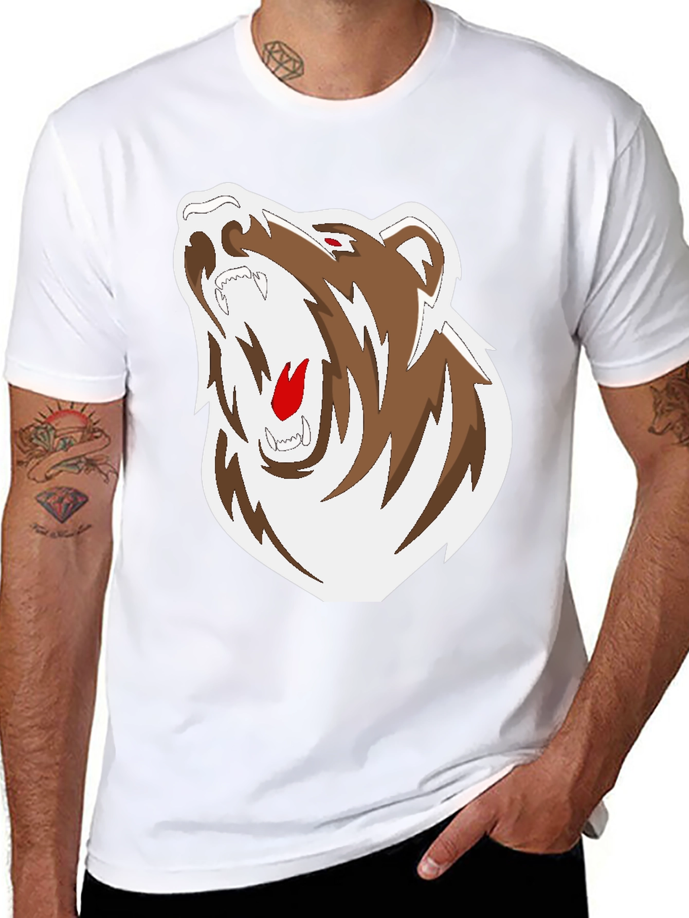 Black Black T-Shirt with Bear Graphic view 8