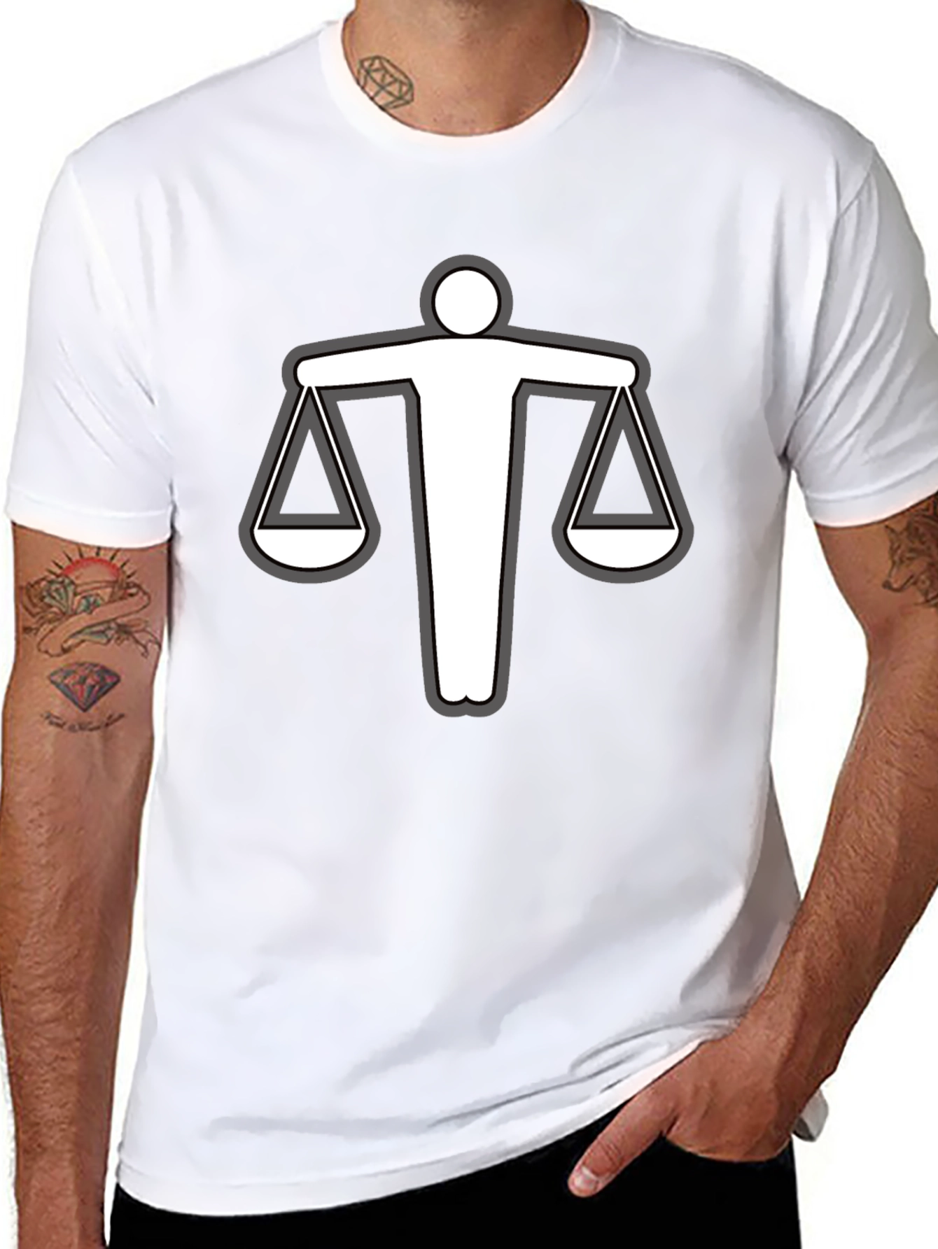 Black Scales of Justice Graphic T-Shirt - Black Cotton Tee view 8