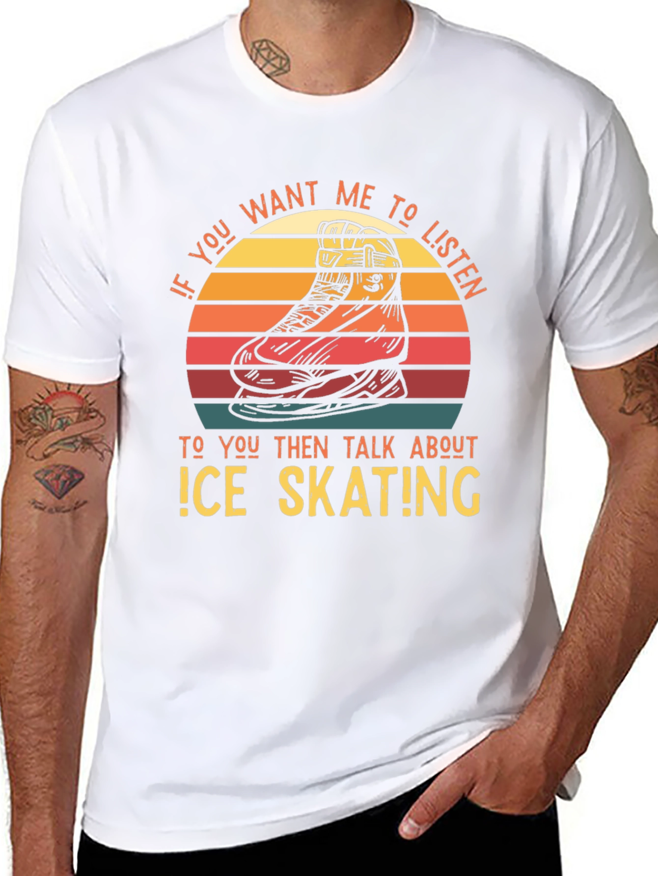 Black Ice Skating Retro T-Shirt view 8